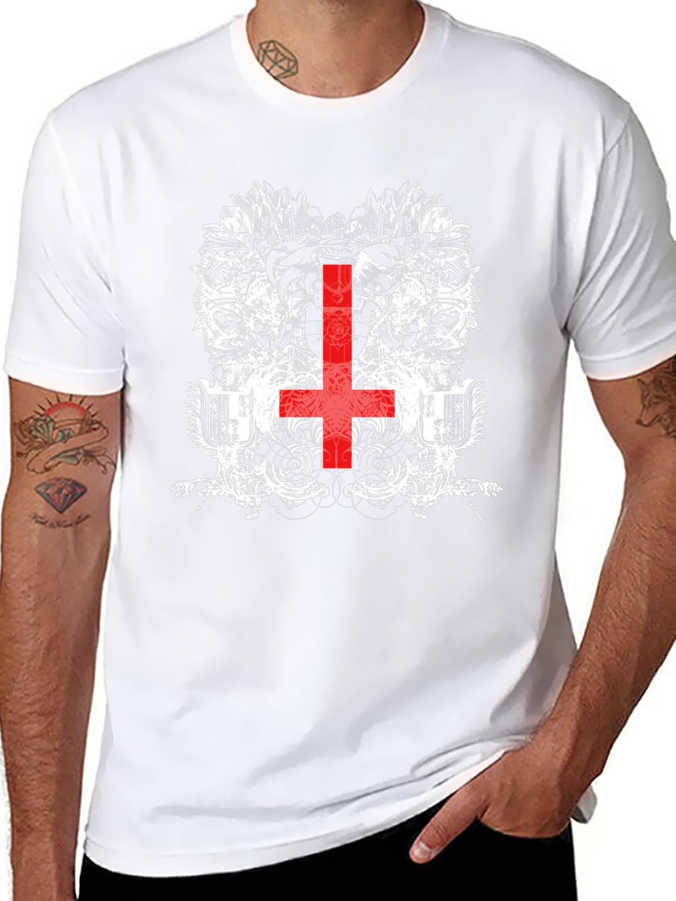 Inverted Cross Graphic Black T-Shirt