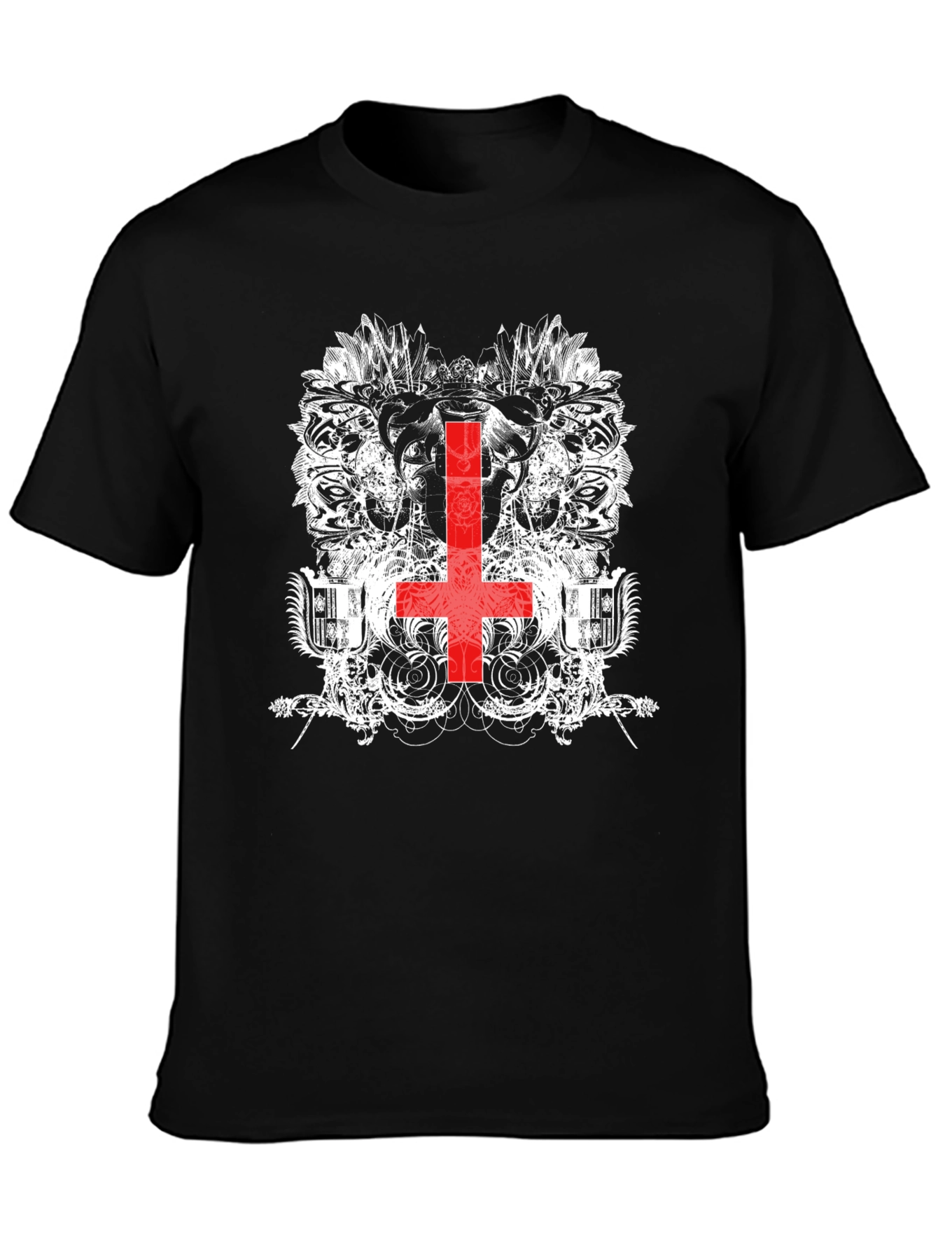 Inverted Cross Graphic Black T-Shirt