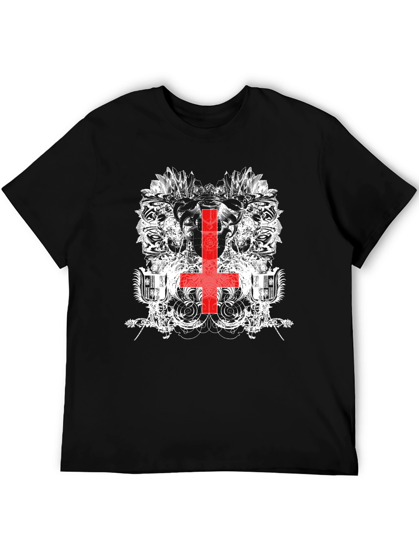Inverted Cross Graphic Black T-Shirt