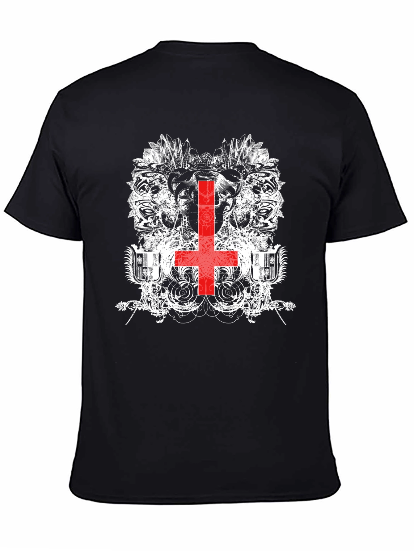 Inverted Cross Graphic Black T-Shirt