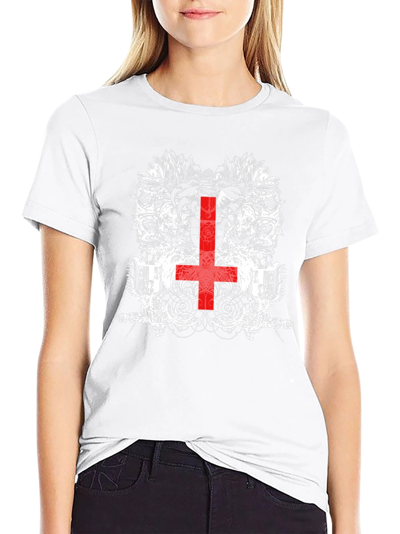 Inverted Cross Graphic Black T-Shirt