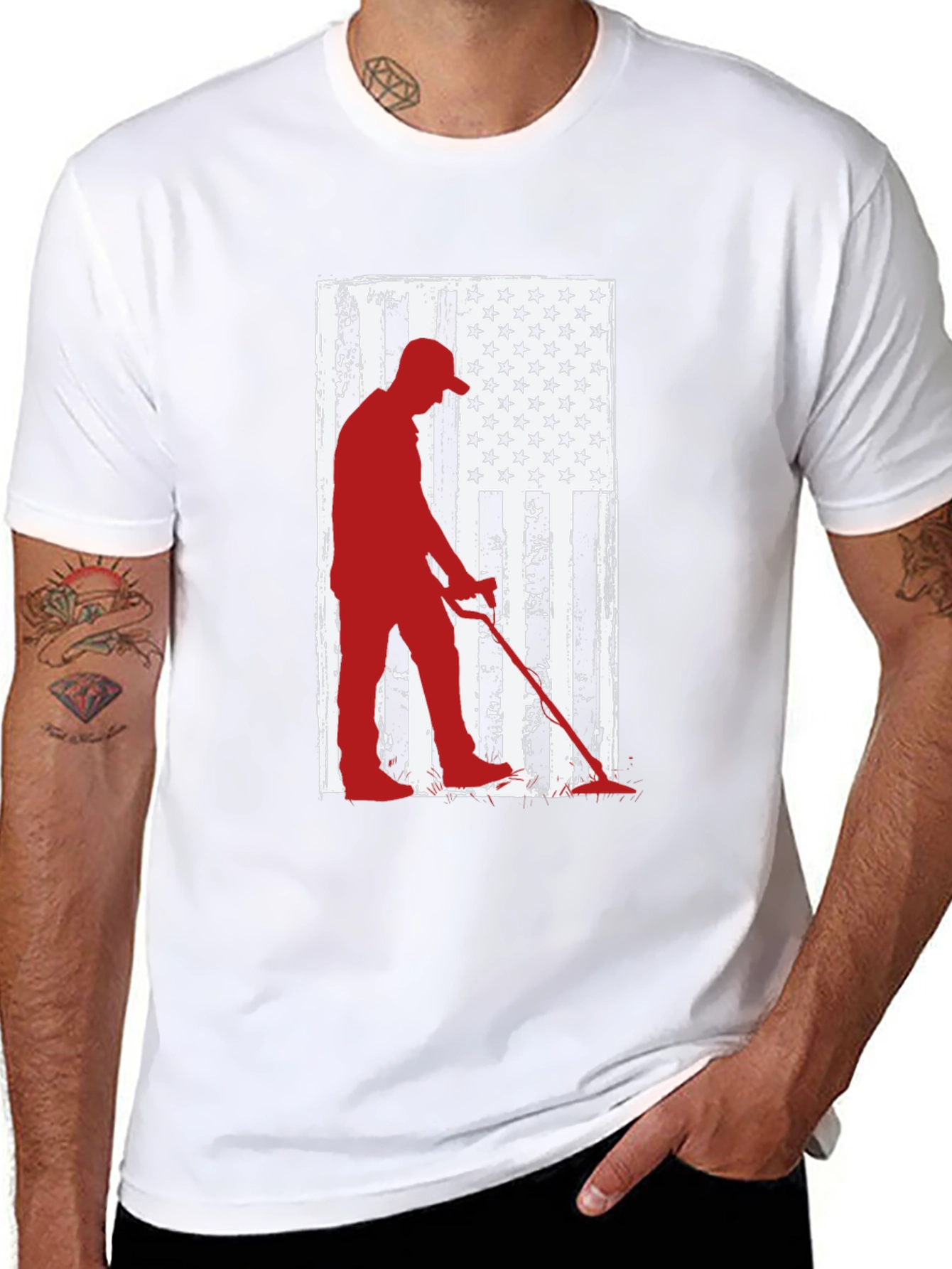 Metal Detector American Flag Graphic Tee