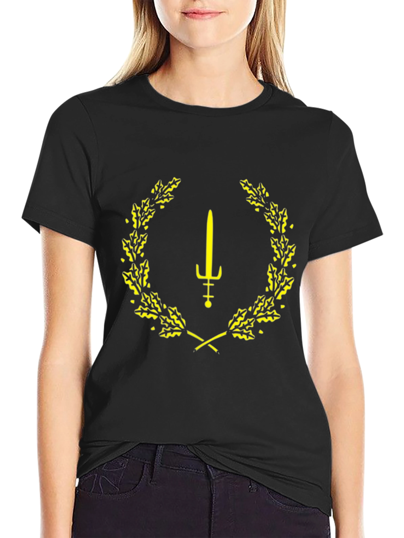 Sword & Laurel Wreath Graphic Tee - Black
