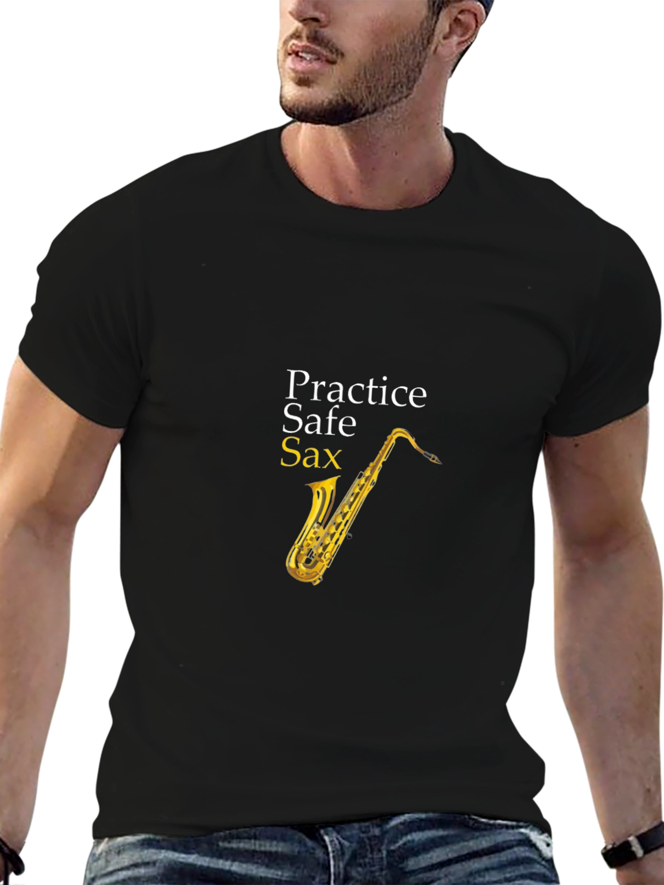 Practice Safe Sax Black T-Shirt