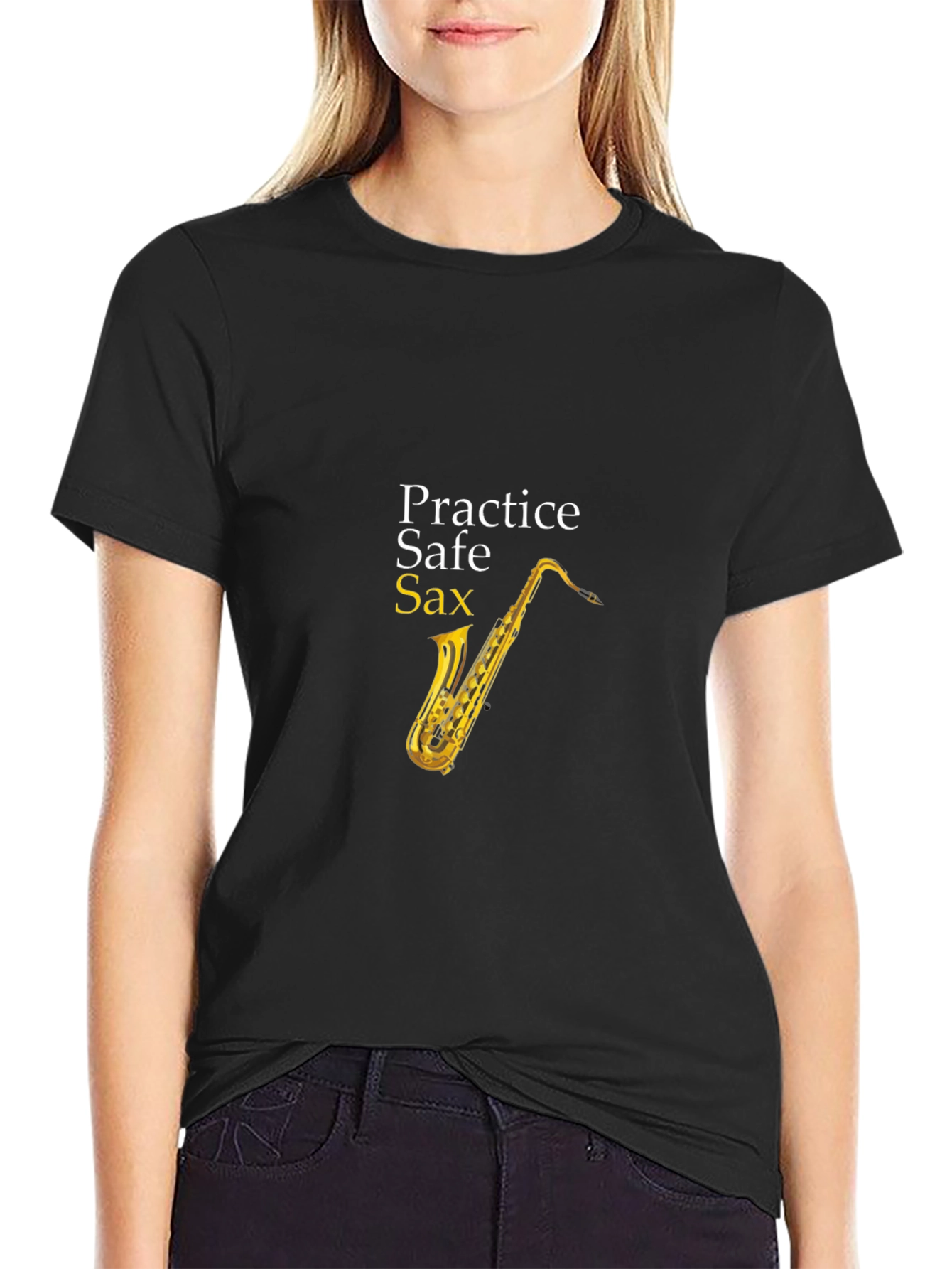 Practice Safe Sax Black T-Shirt
