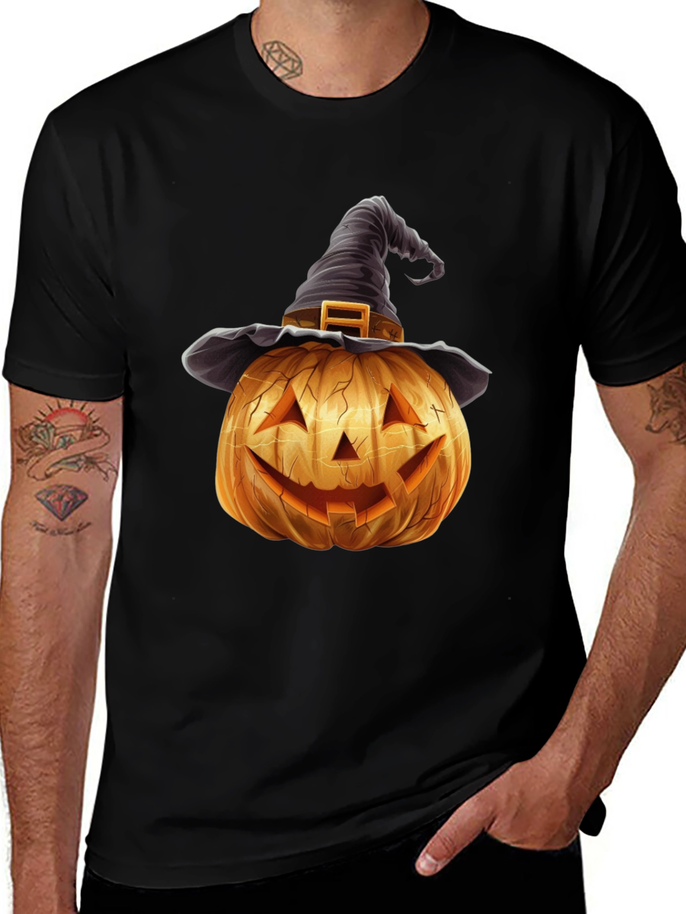 Halloween Pumpkin Witch Hat T-Shirt