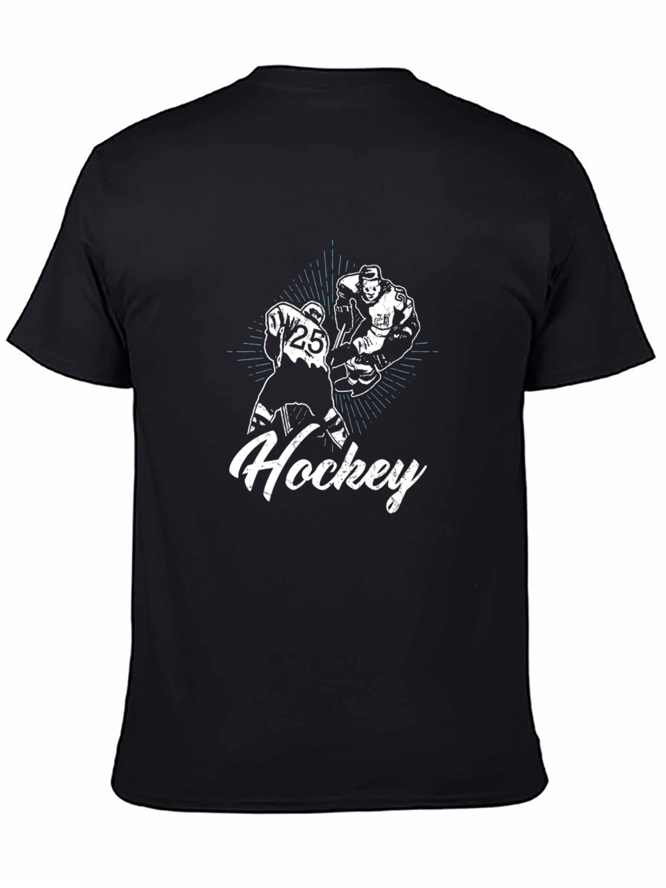 Hockey Graphic T-Shirt - Black Crew Neck Tee
