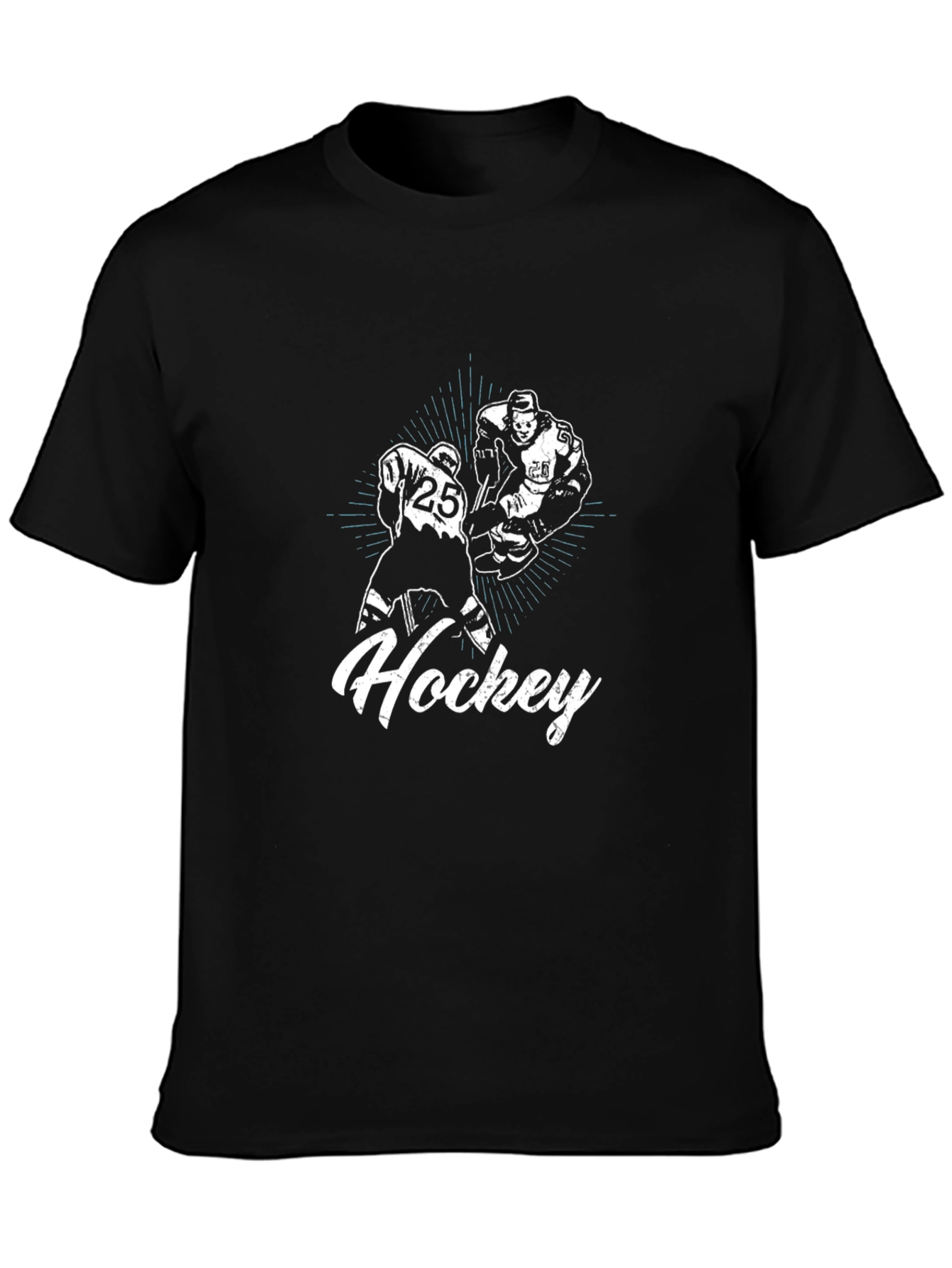 Hockey Graphic T-Shirt - Black Crew Neck Tee