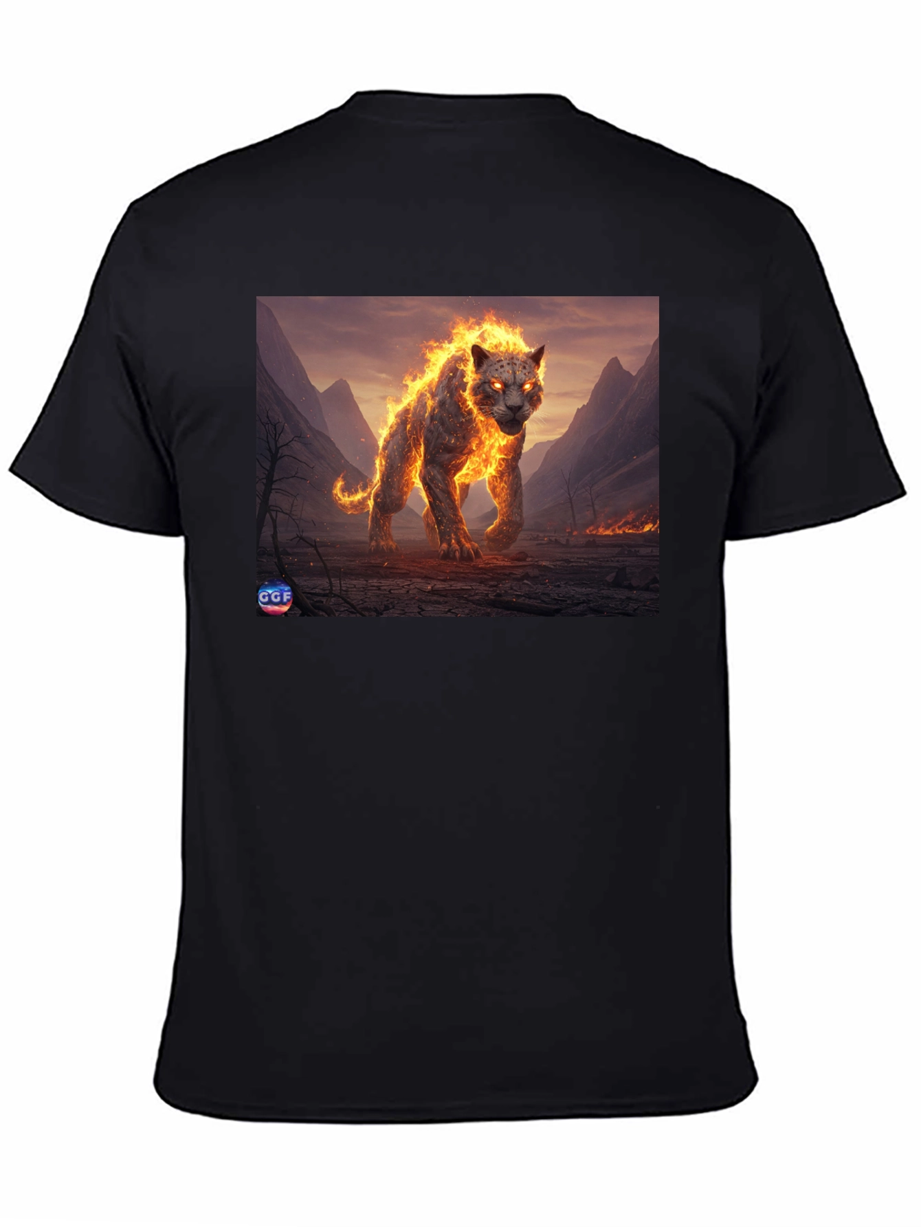 Fiery Panther Graphic Tee - Black Cotton Blend