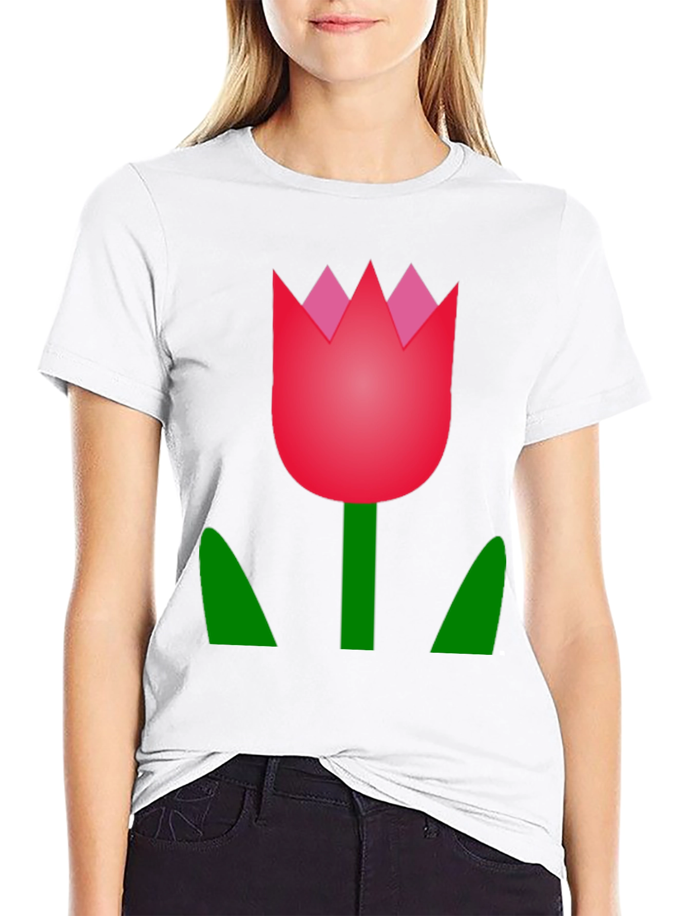 Tulip Graphic Tee - Black Cotton Casual T-Shirt