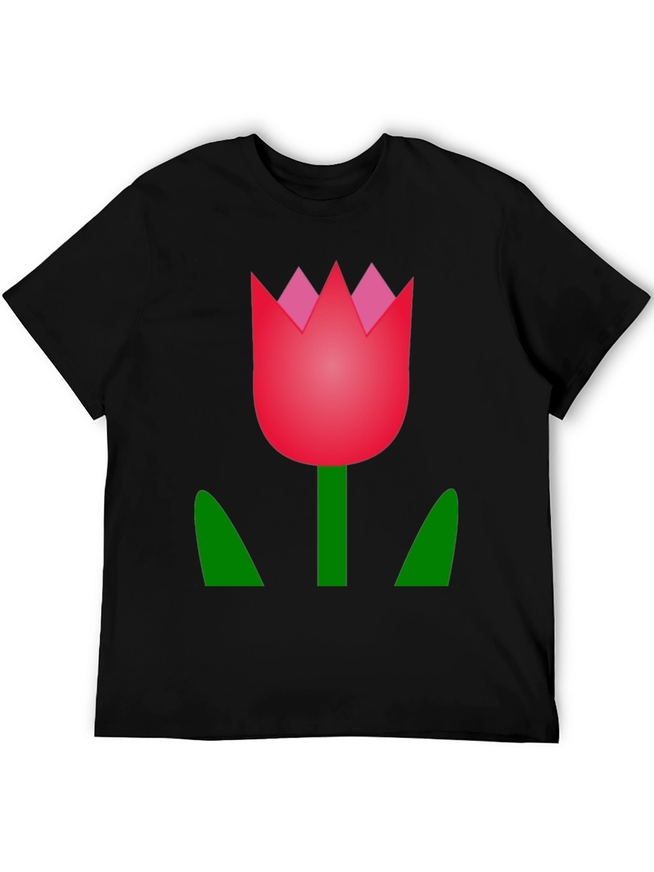 Tulip Graphic Tee - Black Cotton Casual T-Shirt
