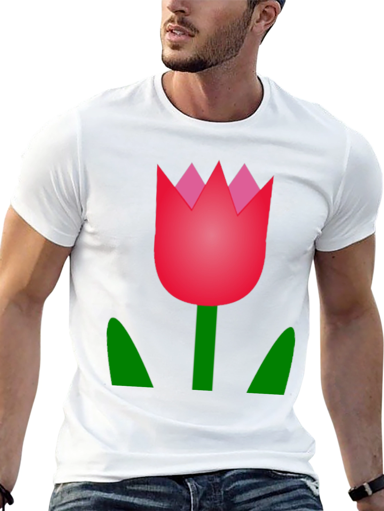 Tulip Graphic Tee - Black Cotton Casual T-Shirt