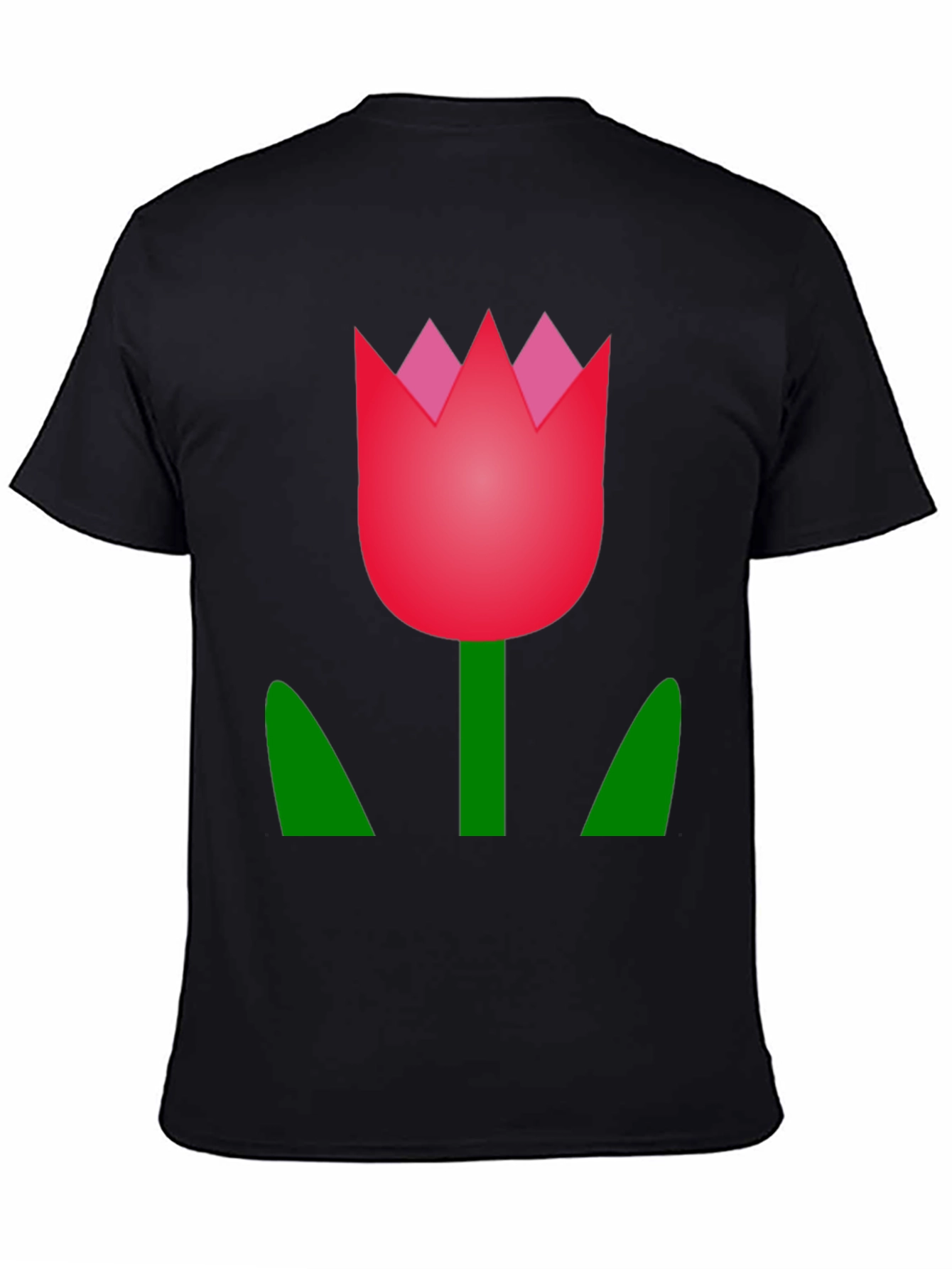 Tulip Graphic Tee - Black Cotton Casual T-Shirt