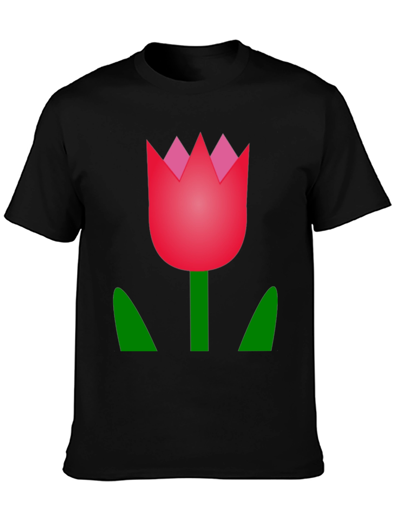 Tulip Graphic Tee - Black Cotton Casual T-Shirt