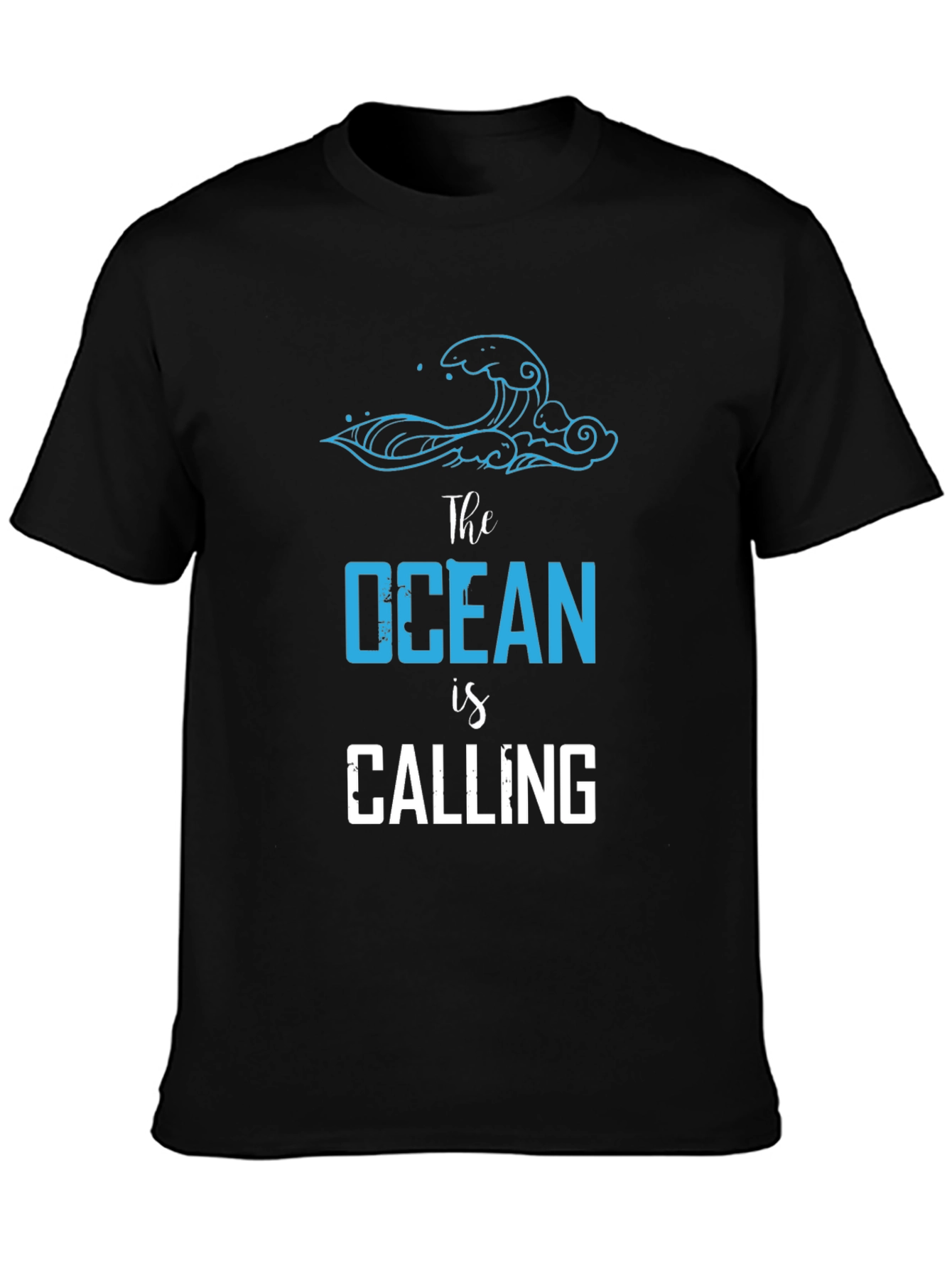 Ocean Calling Black Graphic Tee for Men