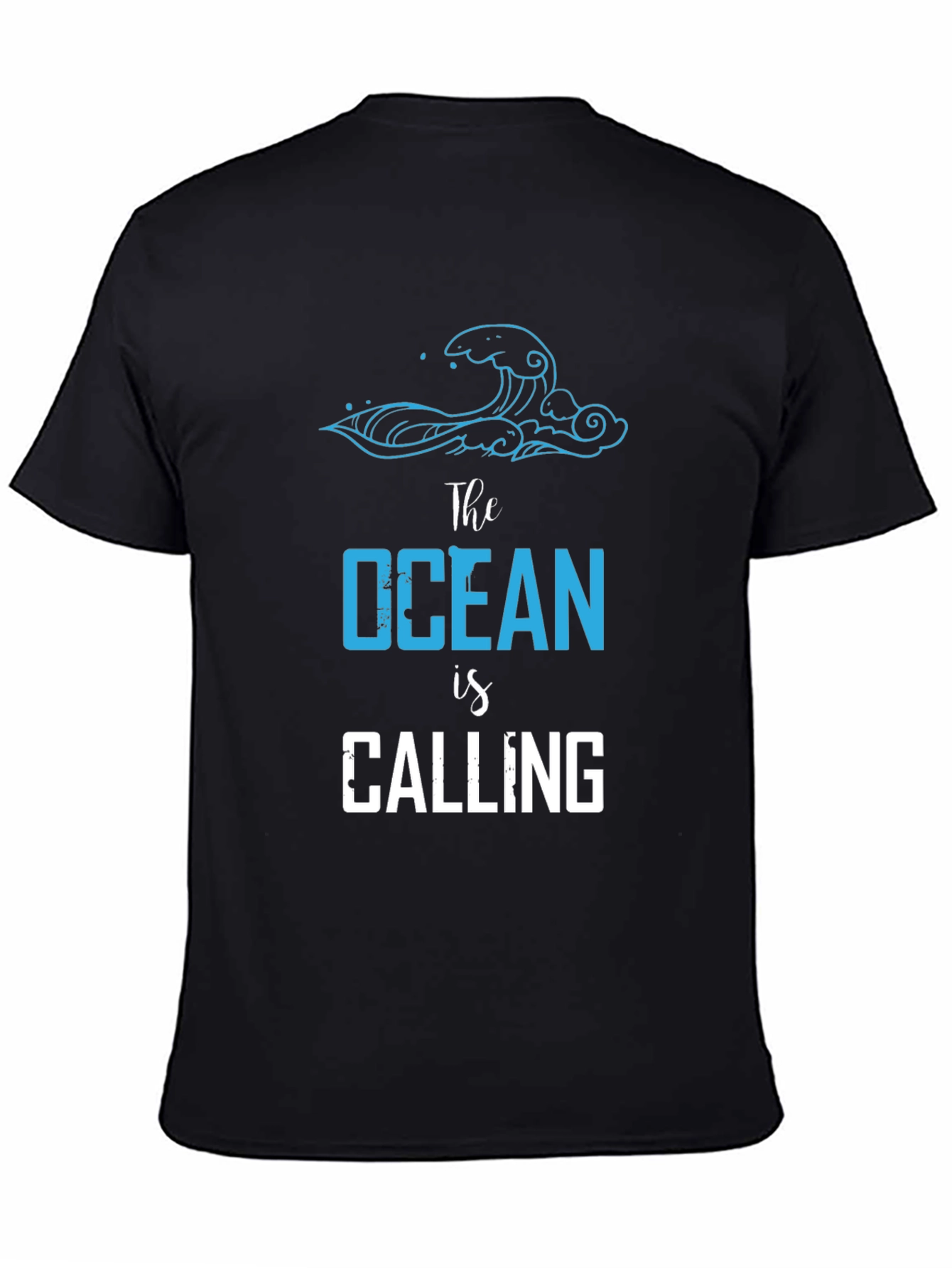 Ocean Calling Black Graphic Tee for Men