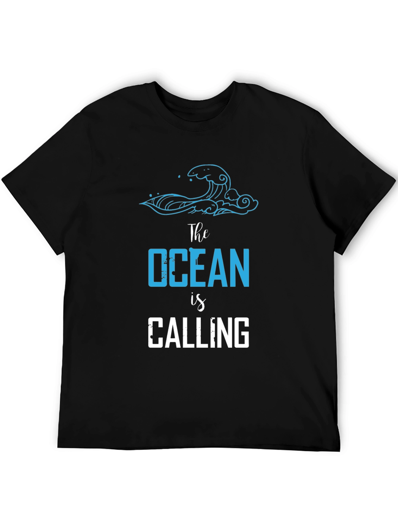 Ocean Calling Black Graphic Tee for Men