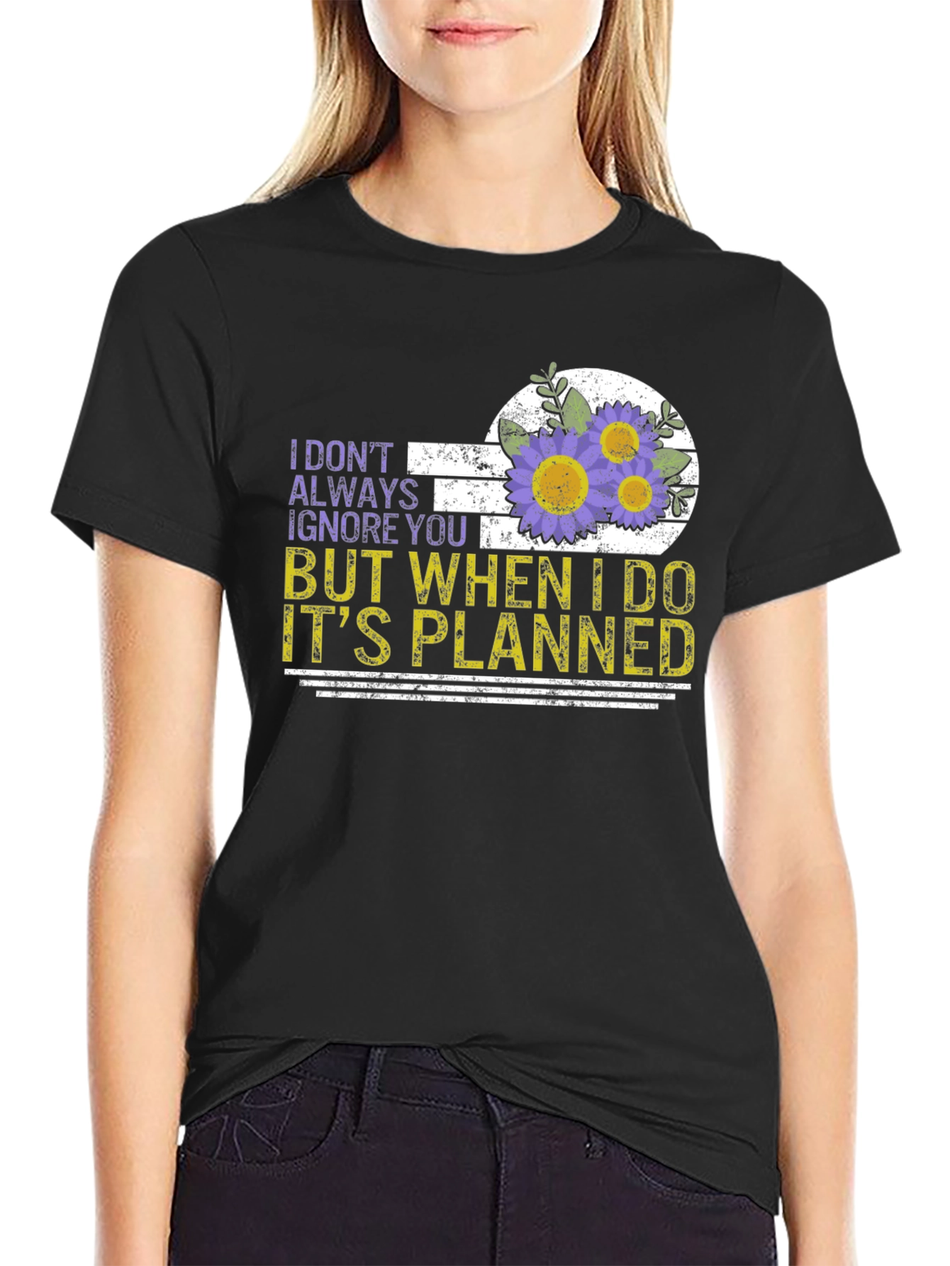 Funny Ignore You Flower Graphic T-Shirt
