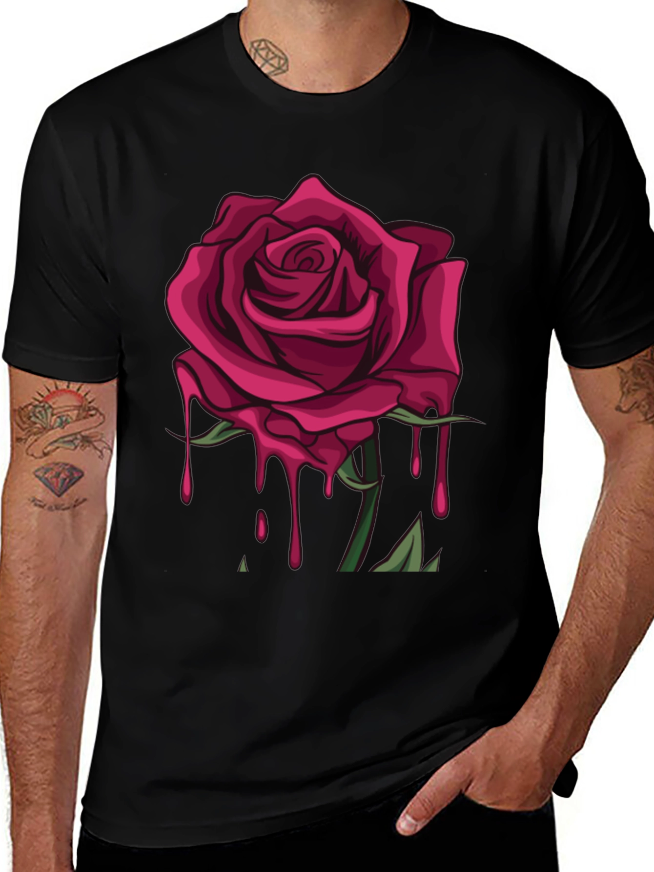 Rose Drip Graphic Tee - Stylish Unisex T-Shirt