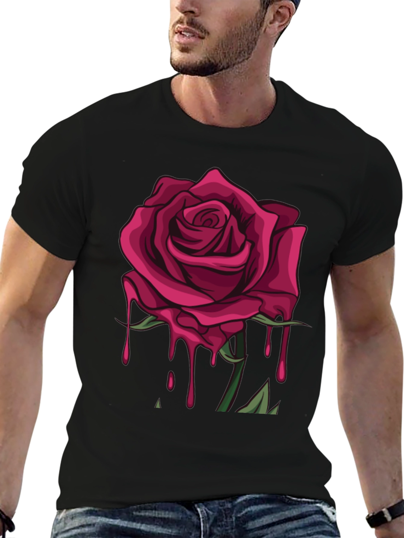 Rose Drip Graphic Tee - Stylish Unisex T-Shirt