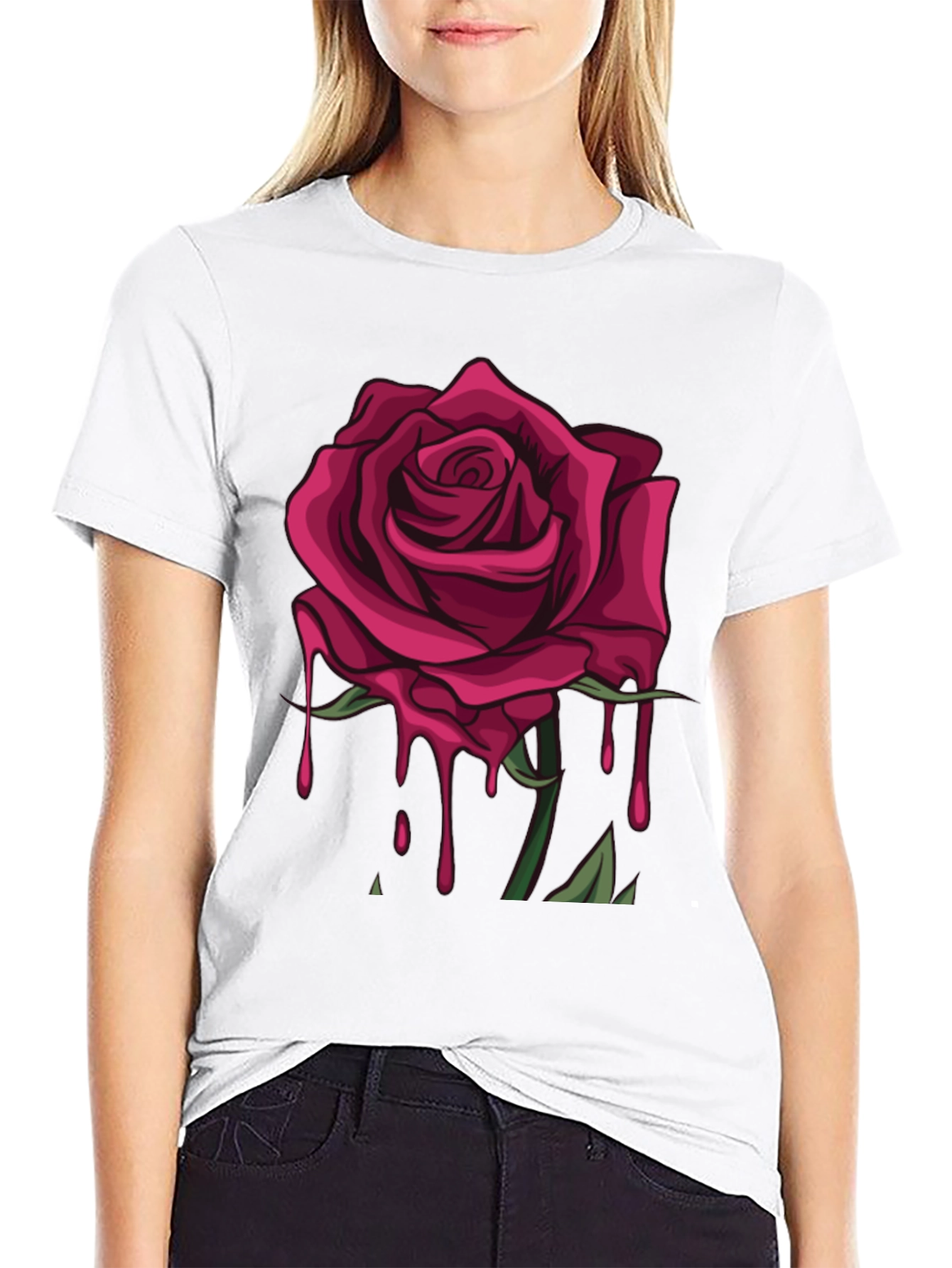 Rose Drip Graphic Tee - Stylish Unisex T-Shirt