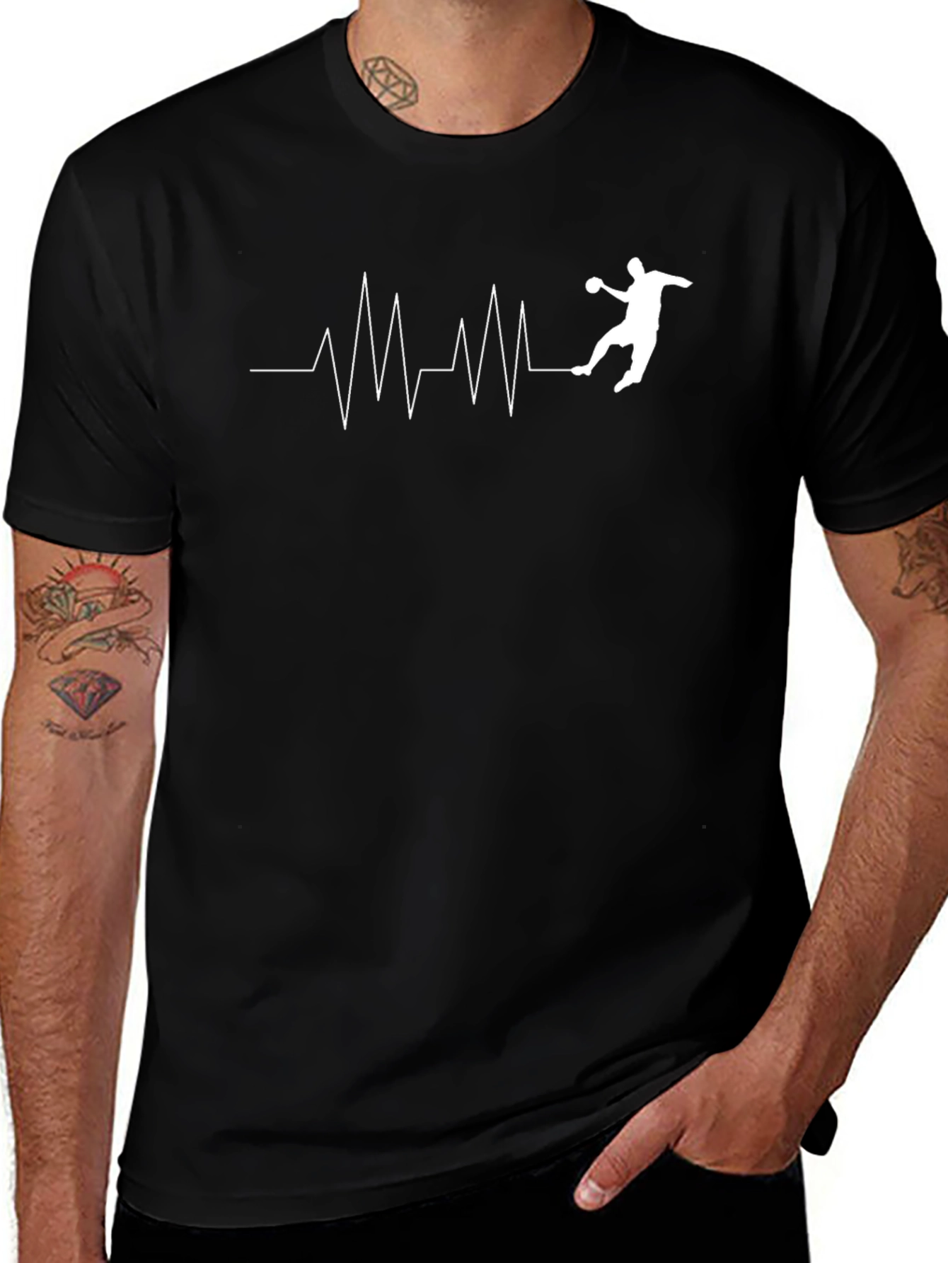 Handball Heartbeat T-Shirt - Black