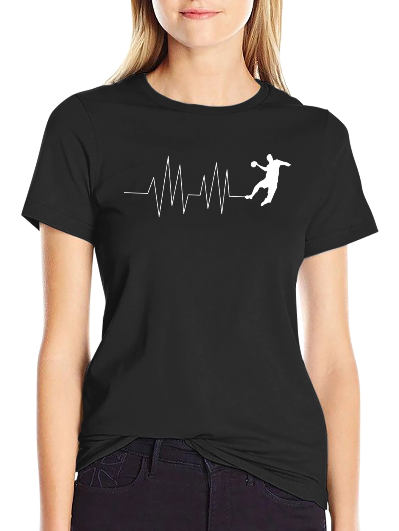 Handball Heartbeat T-Shirt - Black