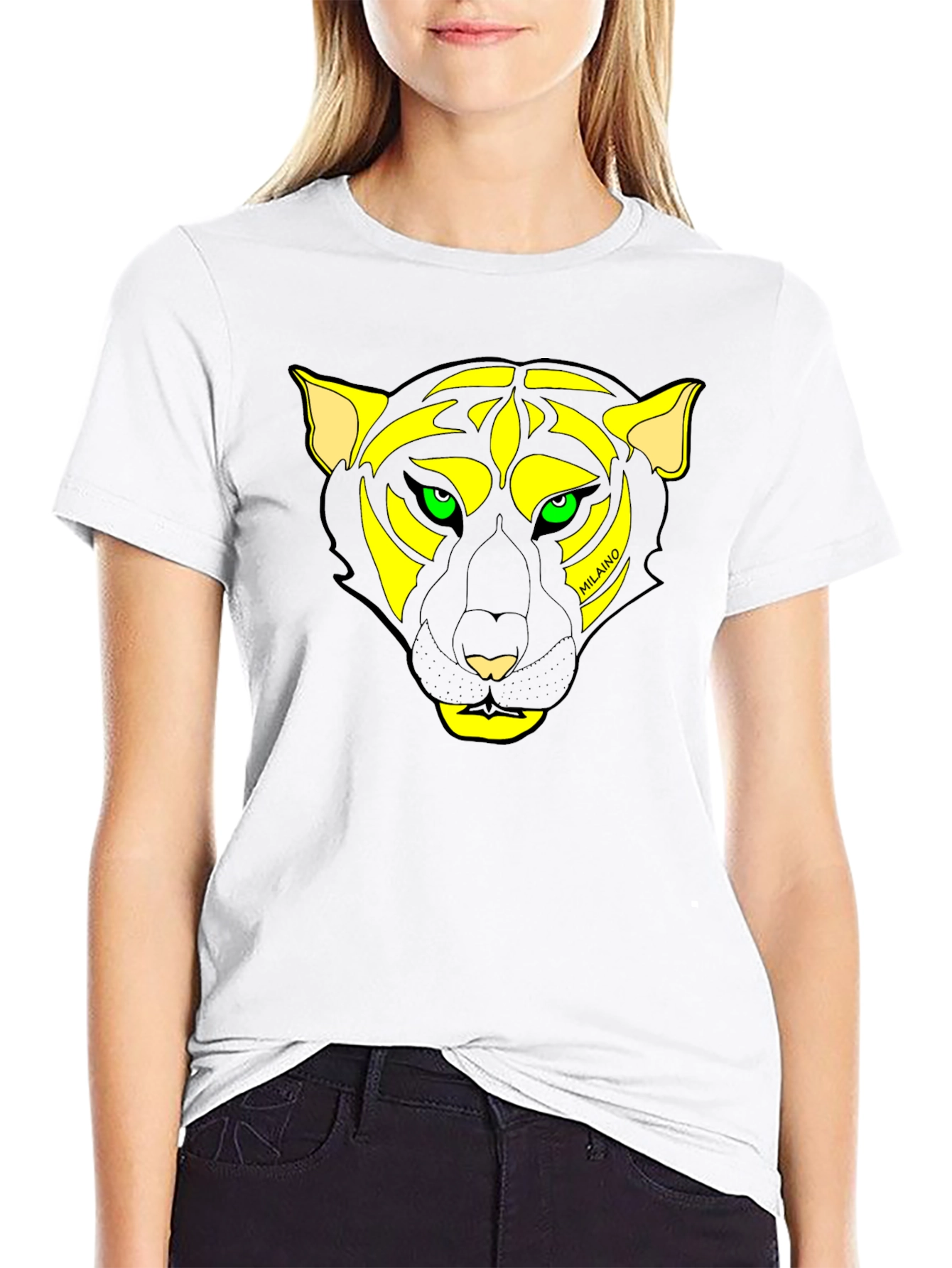 Mens Black T-Shirt with Unique Tiger Graphic