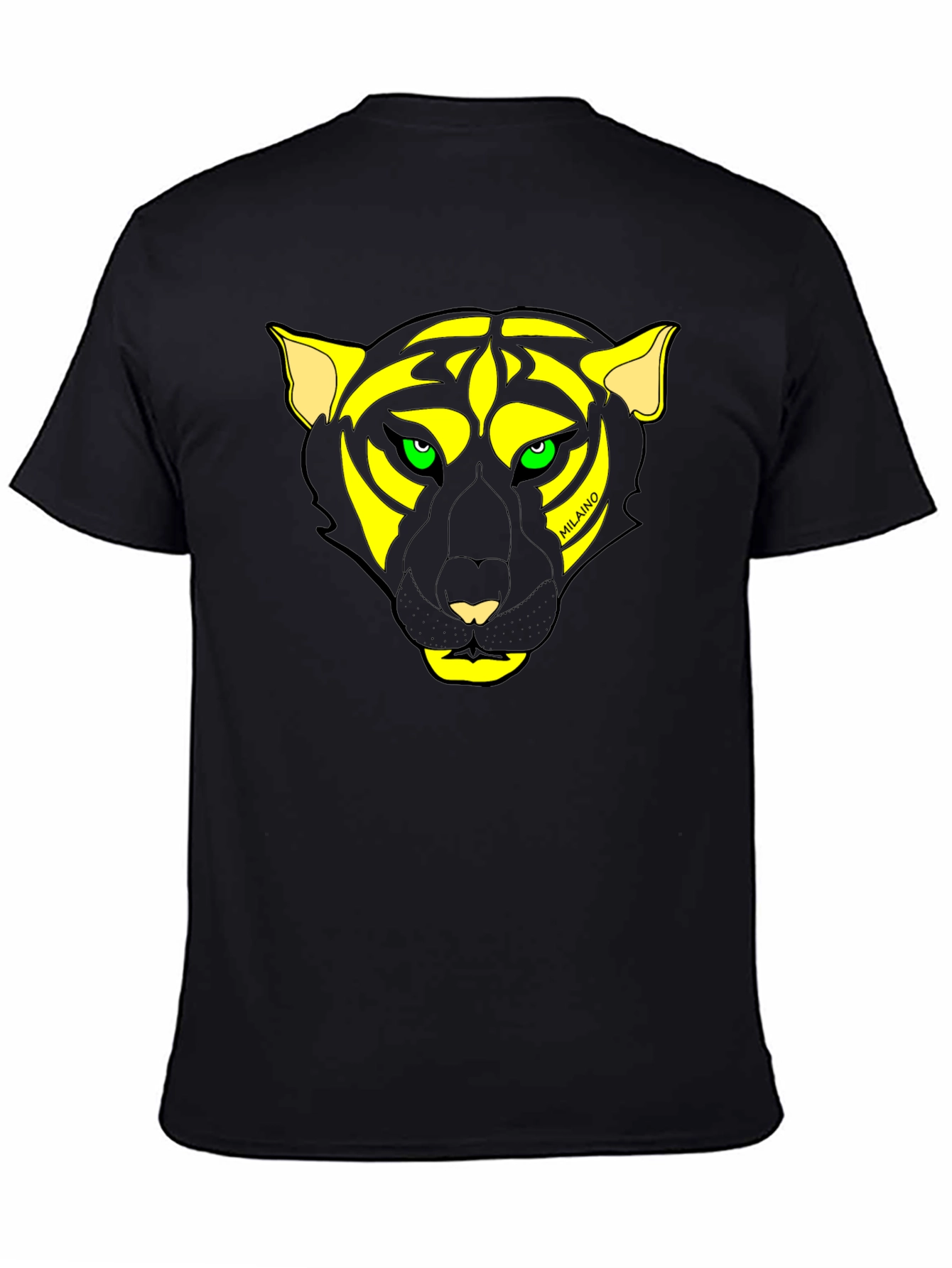 Mens Black T-Shirt with Unique Tiger Graphic