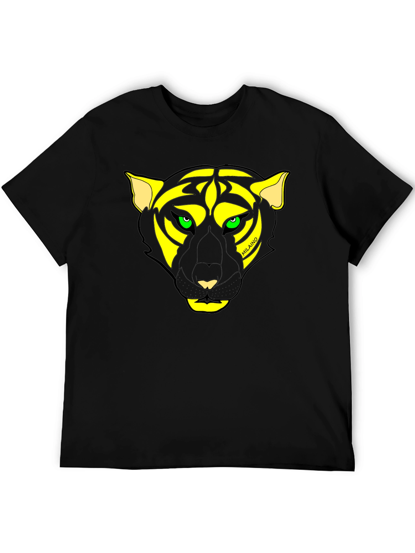 Mens Black T-Shirt with Unique Tiger Graphic