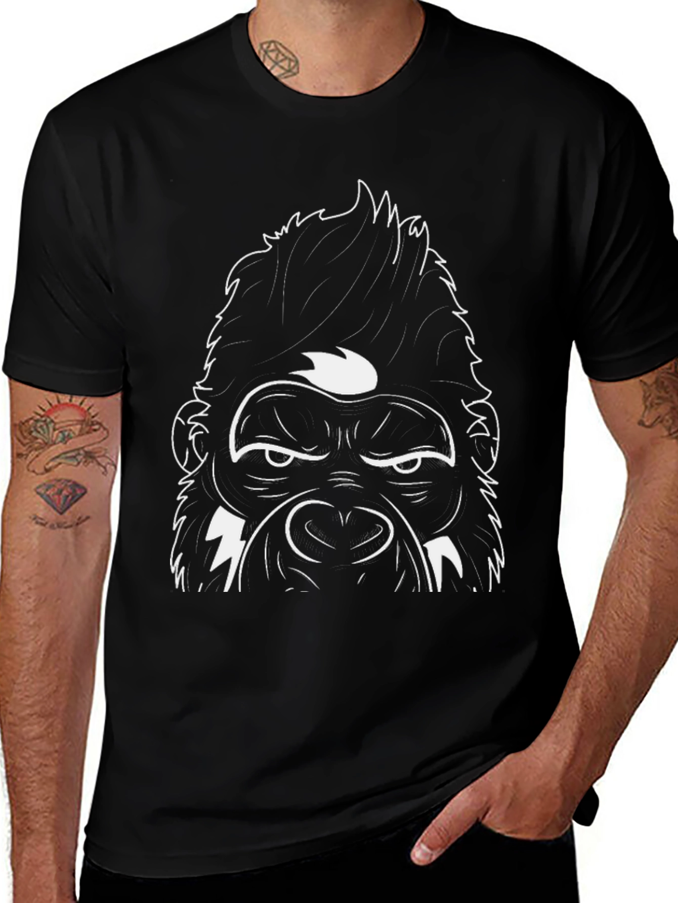 Cool Gorilla Graphic Tee - Black Cotton Blend