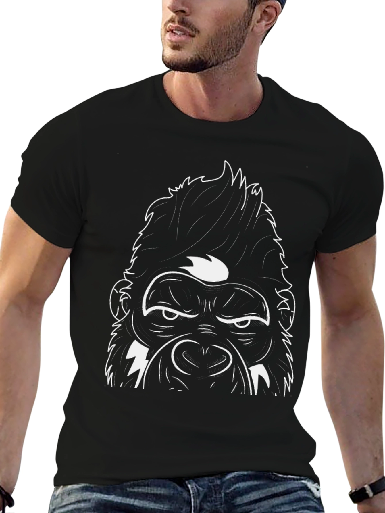 Cool Gorilla Graphic Tee - Black Cotton Blend