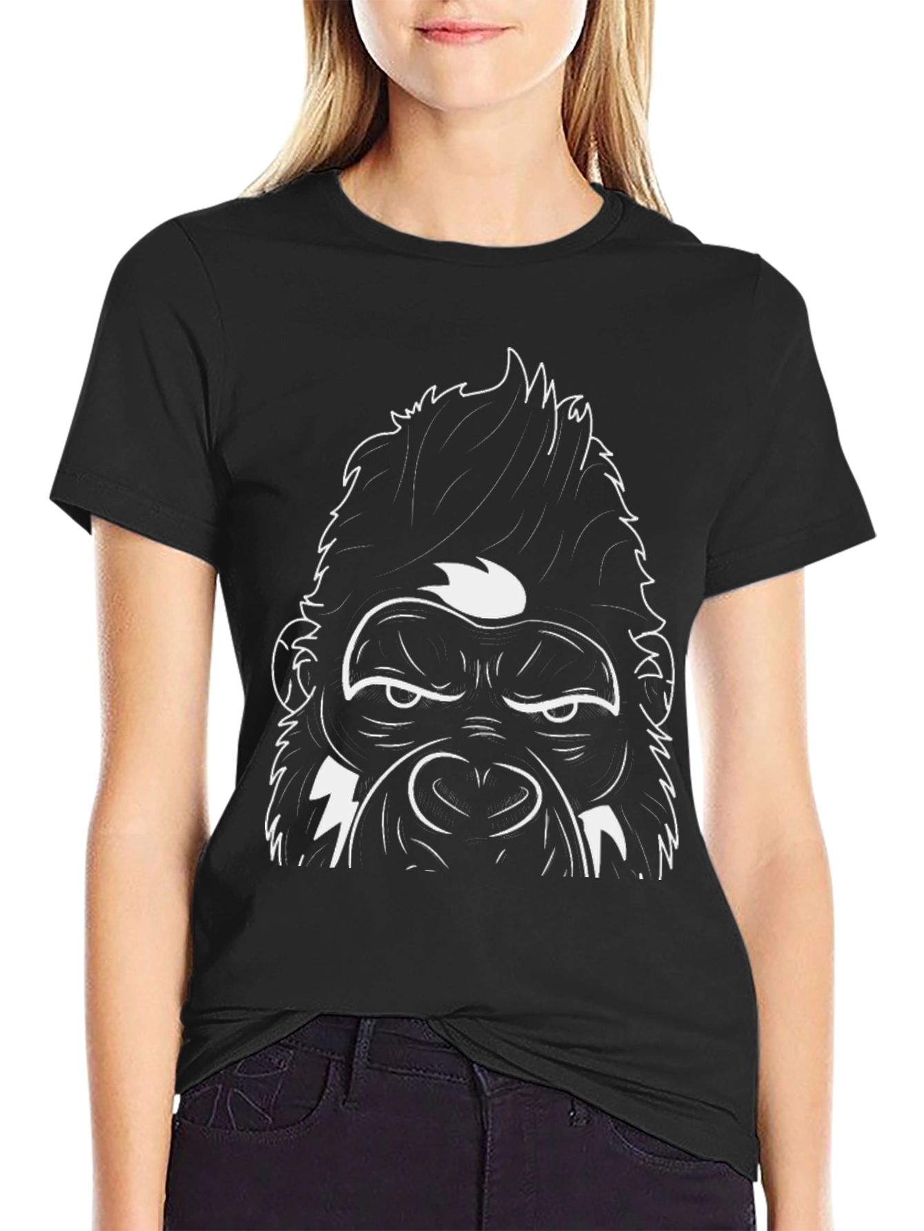 Cool Gorilla Graphic Tee - Black Cotton Blend