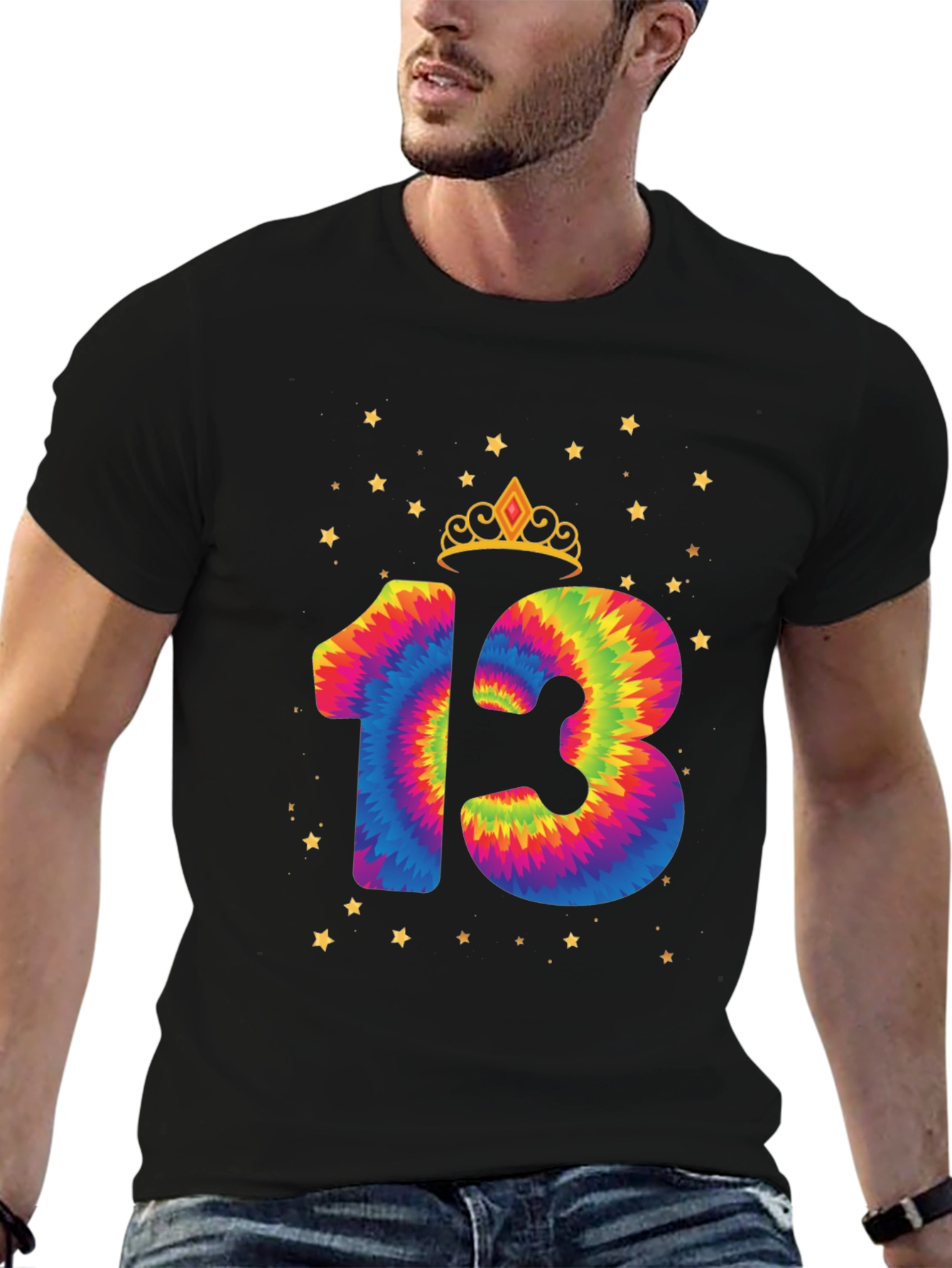 Tie Dye 13th Birthday Crown Star T-Shirt