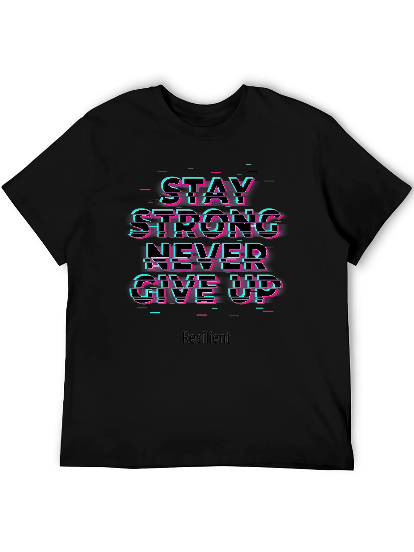 Stay Strong Graphic Print Tee - Black