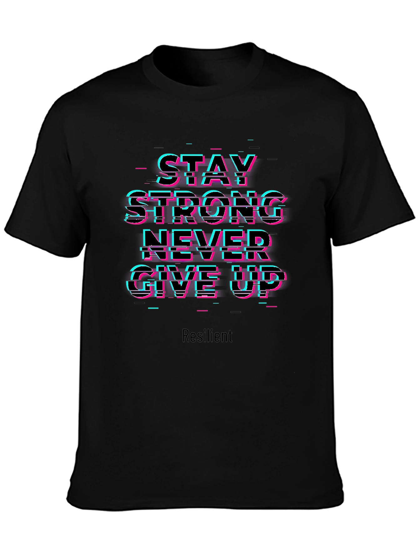 Stay Strong Graphic Print Tee - Black