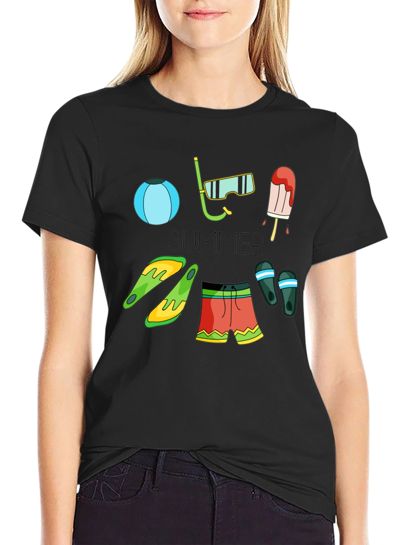 Summer Fun Graphic T-Shirt - Beach Essentials Design