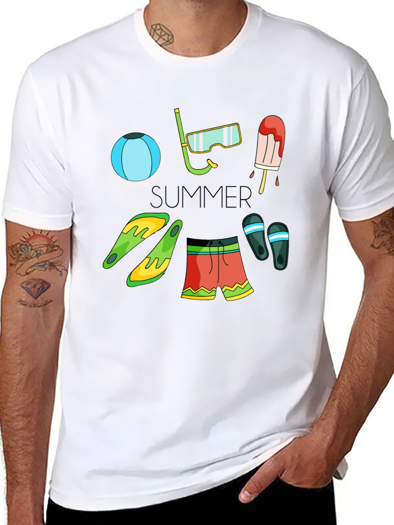 Summer Fun Graphic T-Shirt - Beach Essentials Design