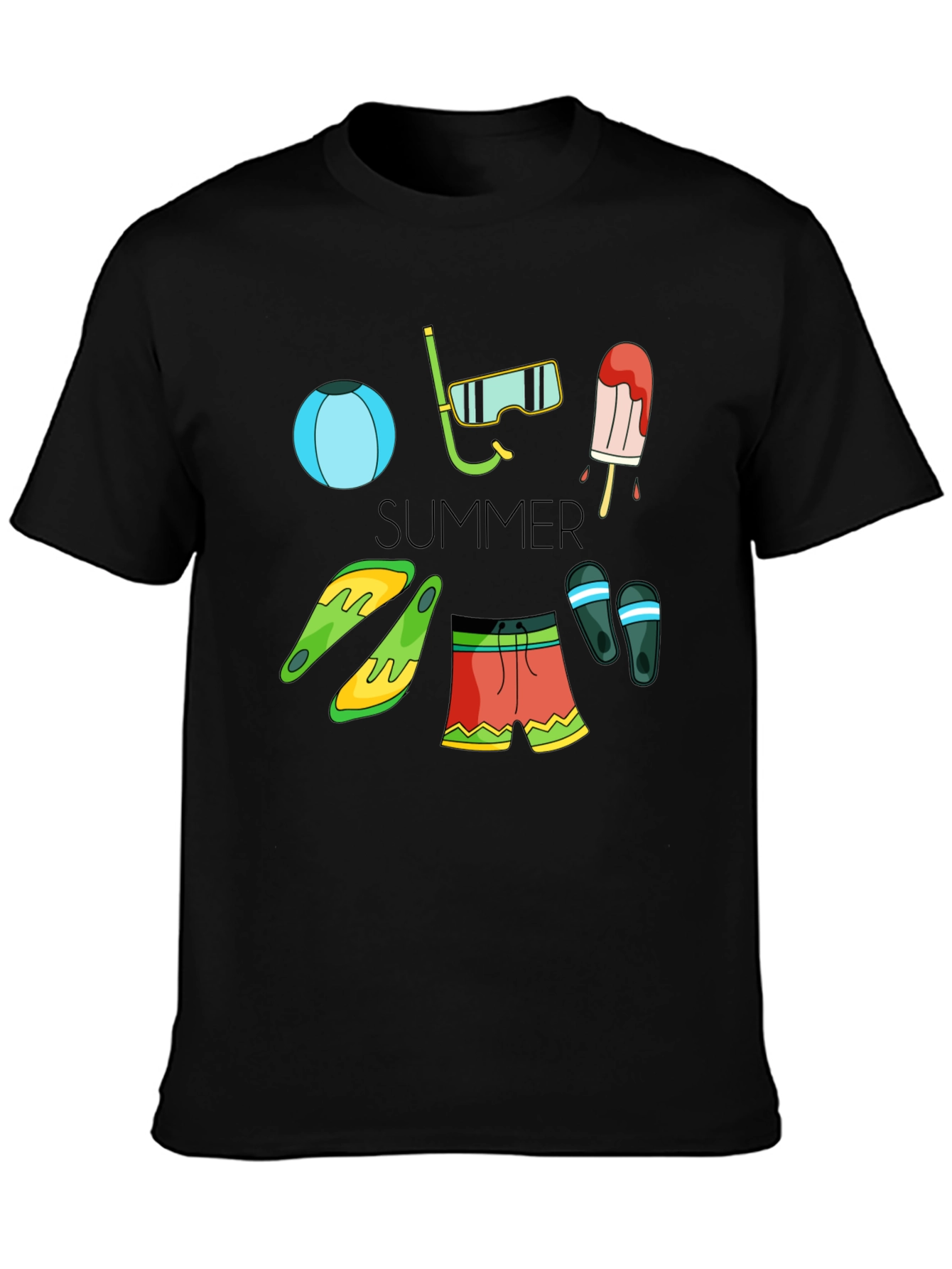 Summer Fun Graphic T-Shirt - Beach Essentials Design