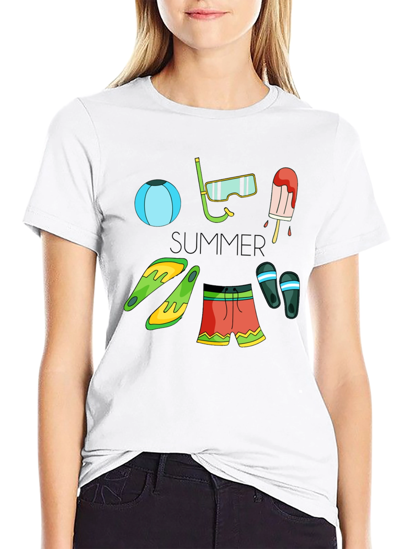 Summer Fun Graphic T-Shirt - Beach Essentials Design
