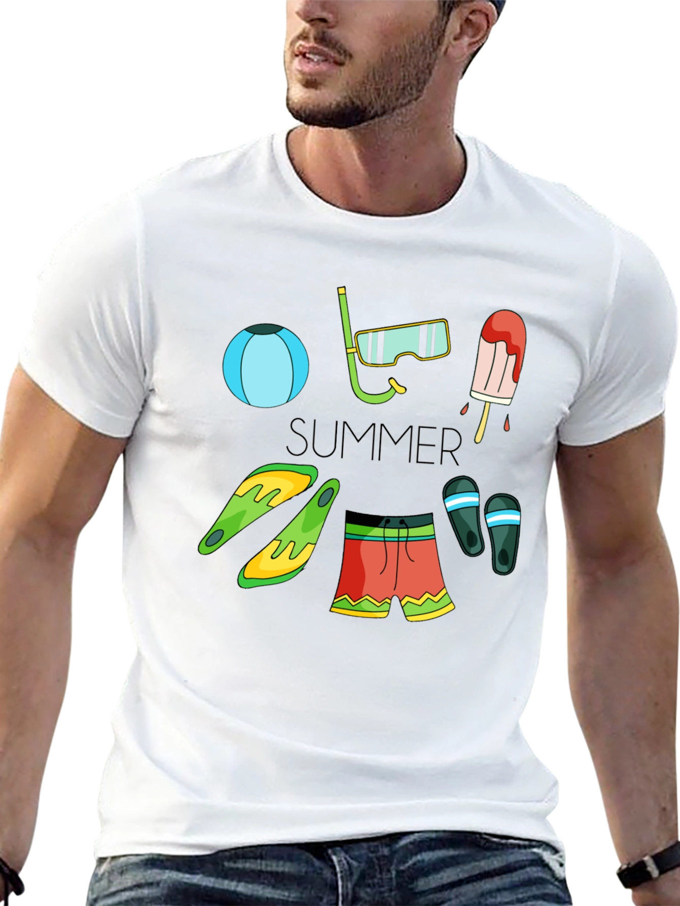 Summer Fun Graphic T-Shirt - Beach Essentials Design
