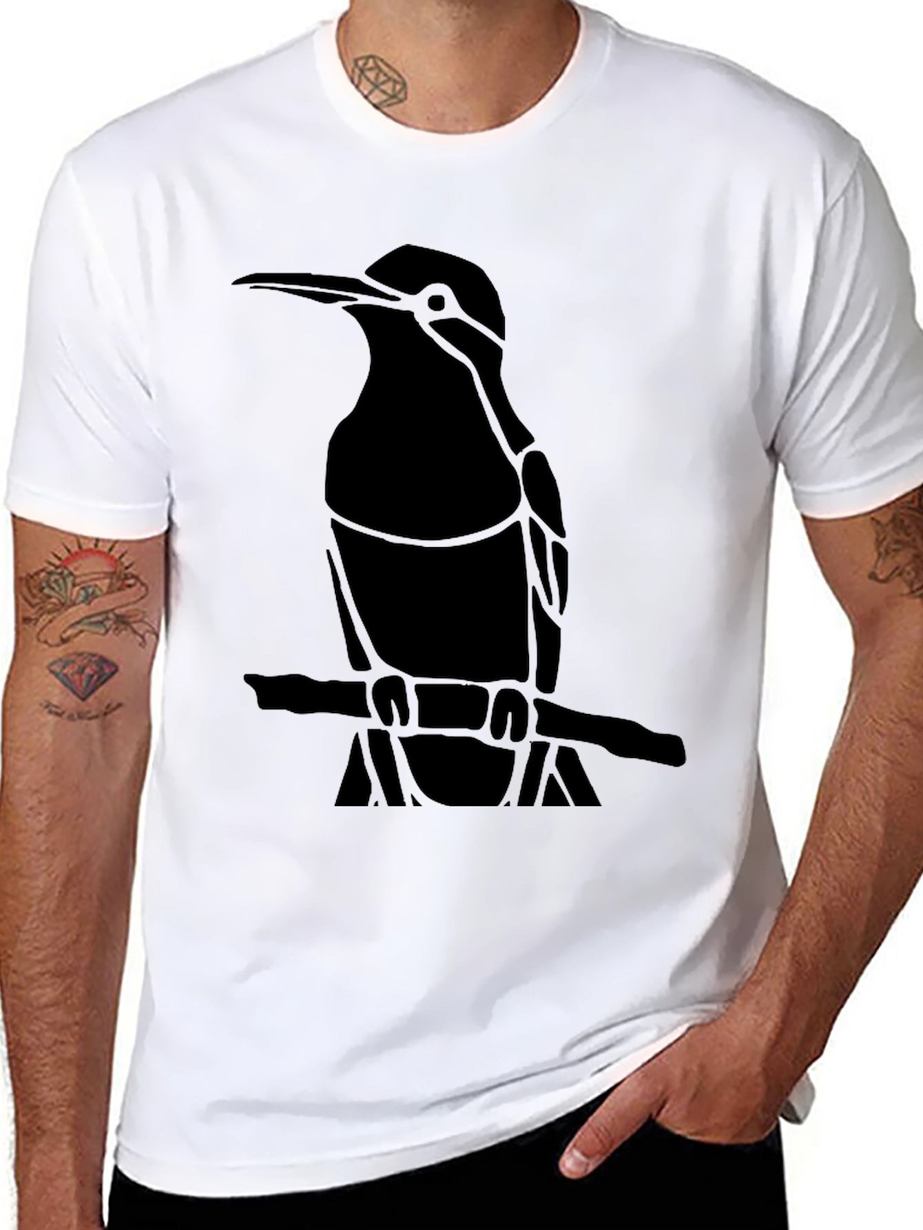 Kingfisher Bird Graphic Black T-Shirt