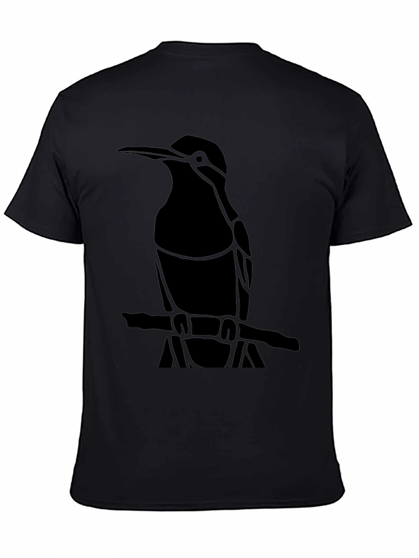 Kingfisher Bird Graphic Black T-Shirt