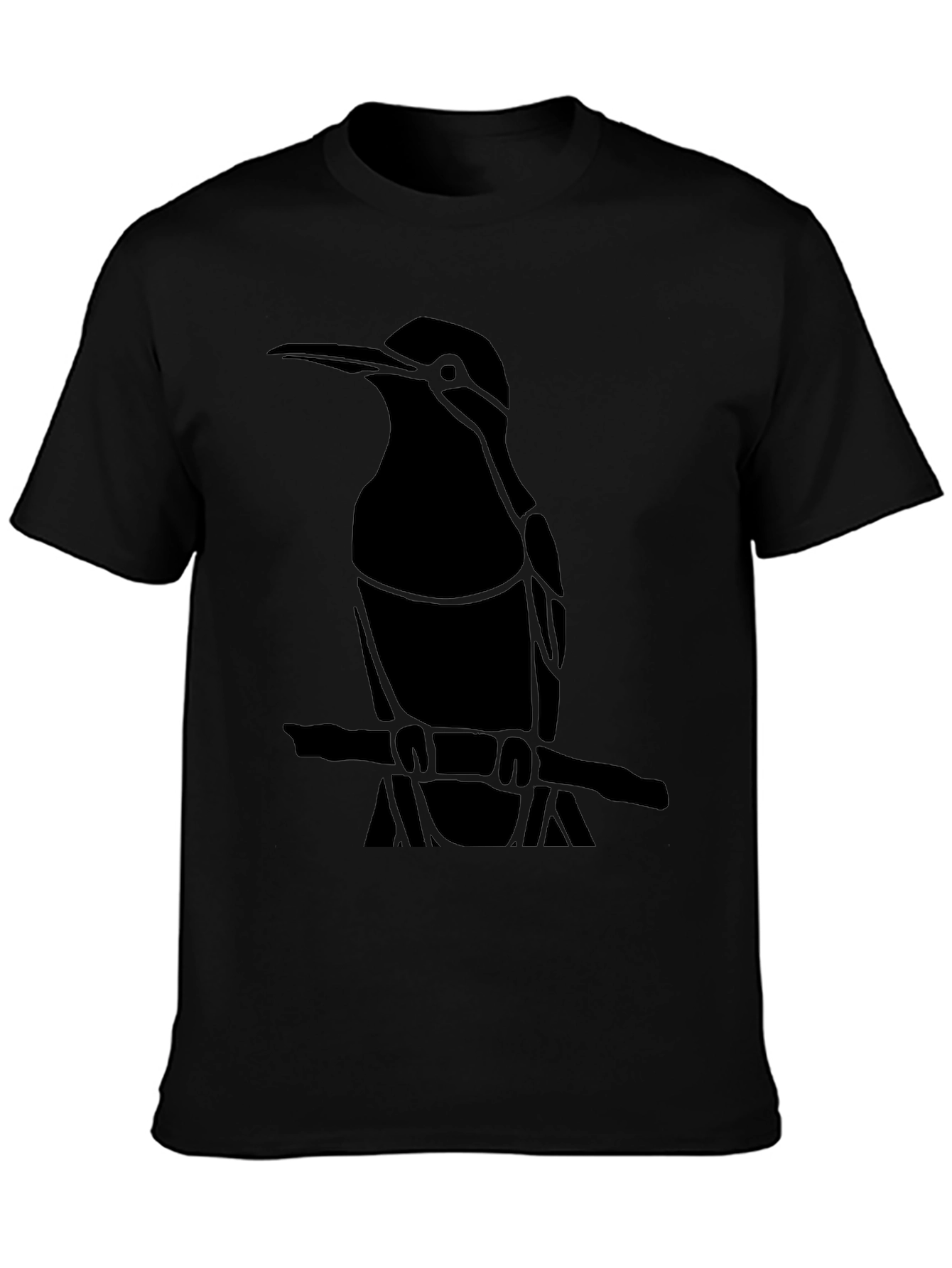 Kingfisher Bird Graphic Black T-Shirt
