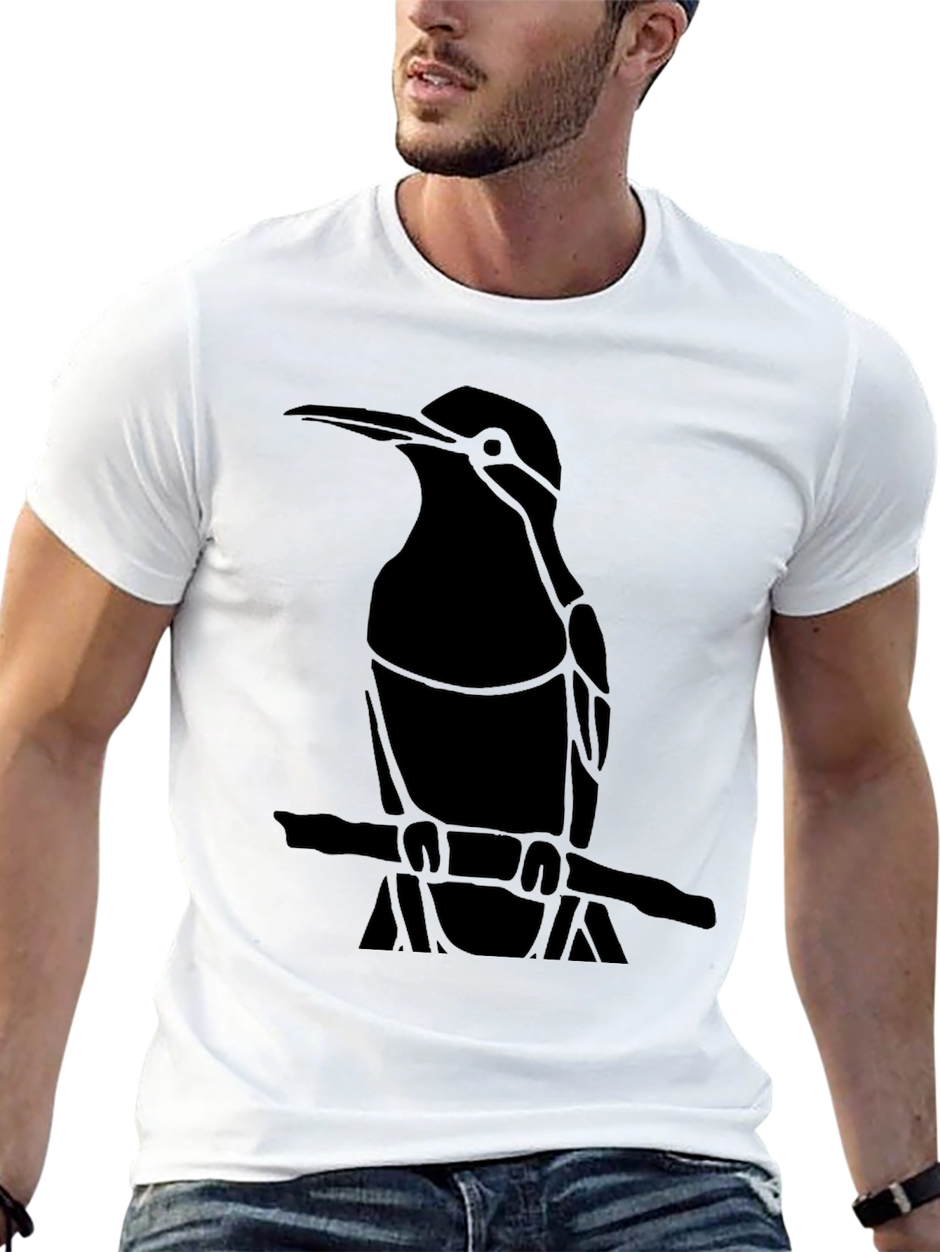 Kingfisher Bird Graphic Black T-Shirt