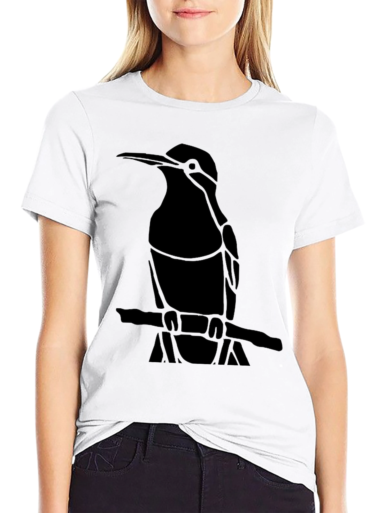 Kingfisher Bird Graphic Black T-Shirt