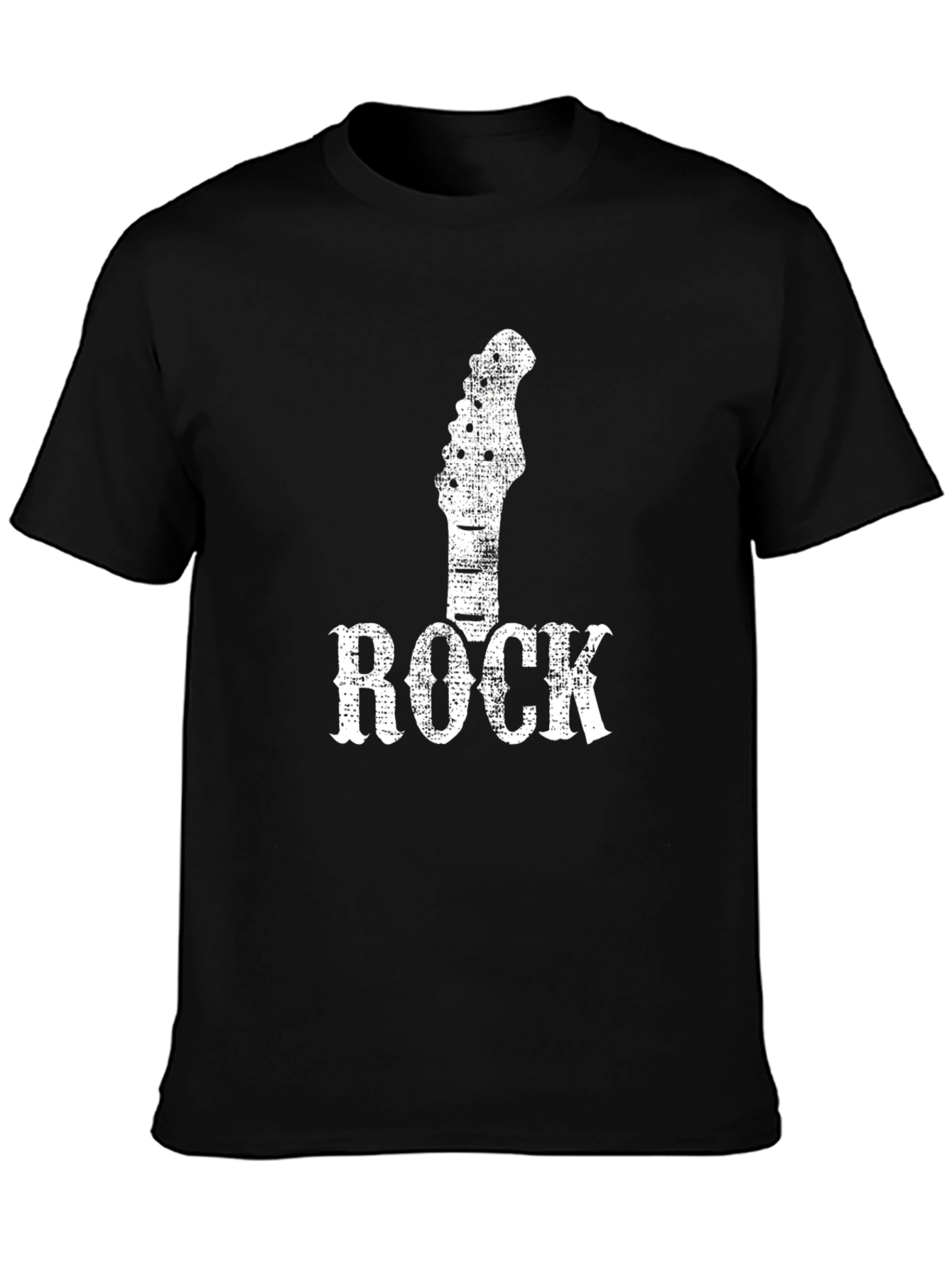 Rock Music T-Shirt - Distressed Guitar Headstock Design