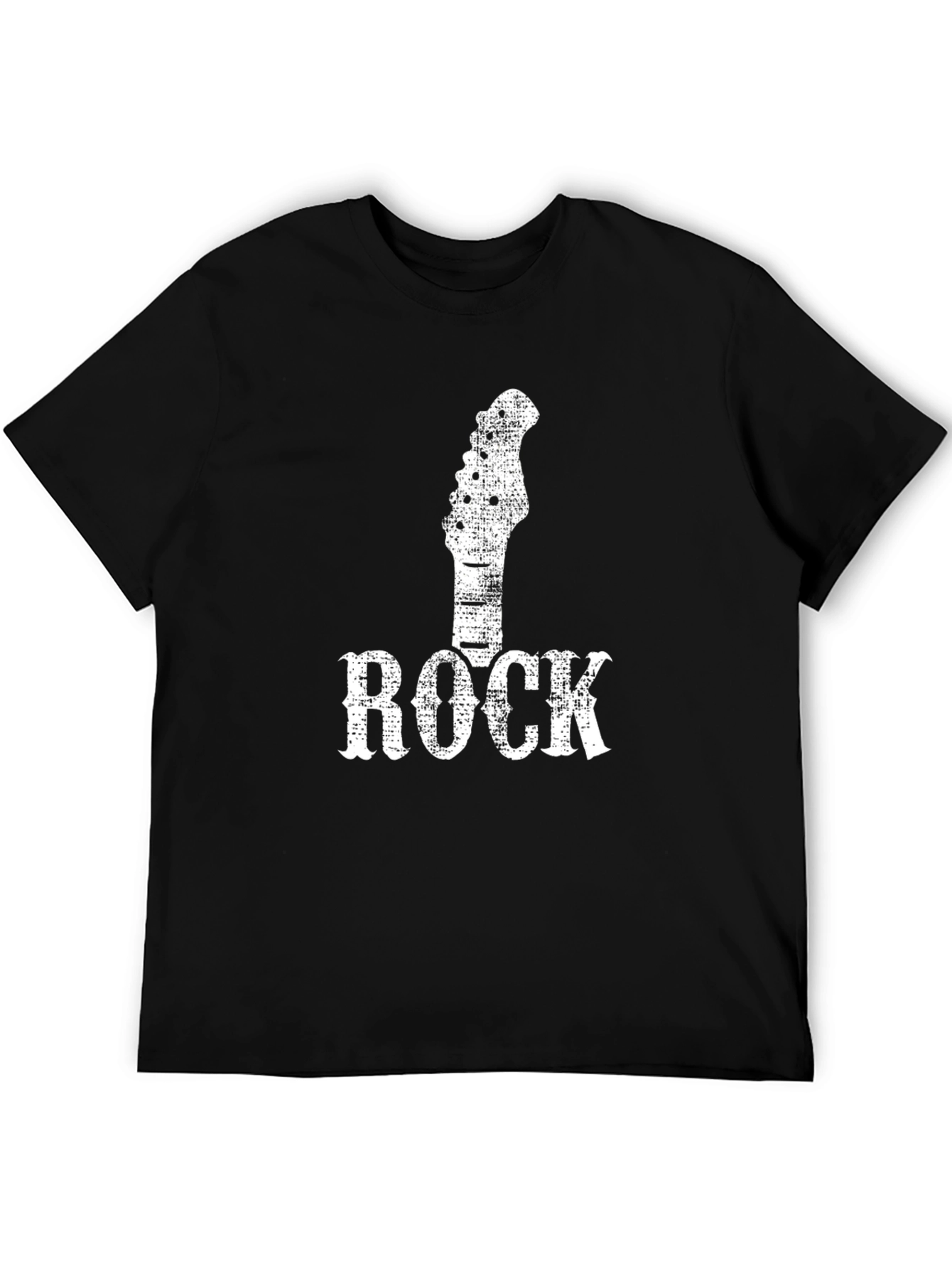 Rock Music T-Shirt - Distressed Guitar Headstock Design