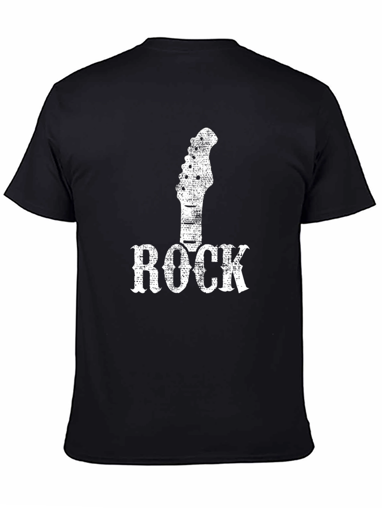 Rock Music T-Shirt - Distressed Guitar Headstock Design