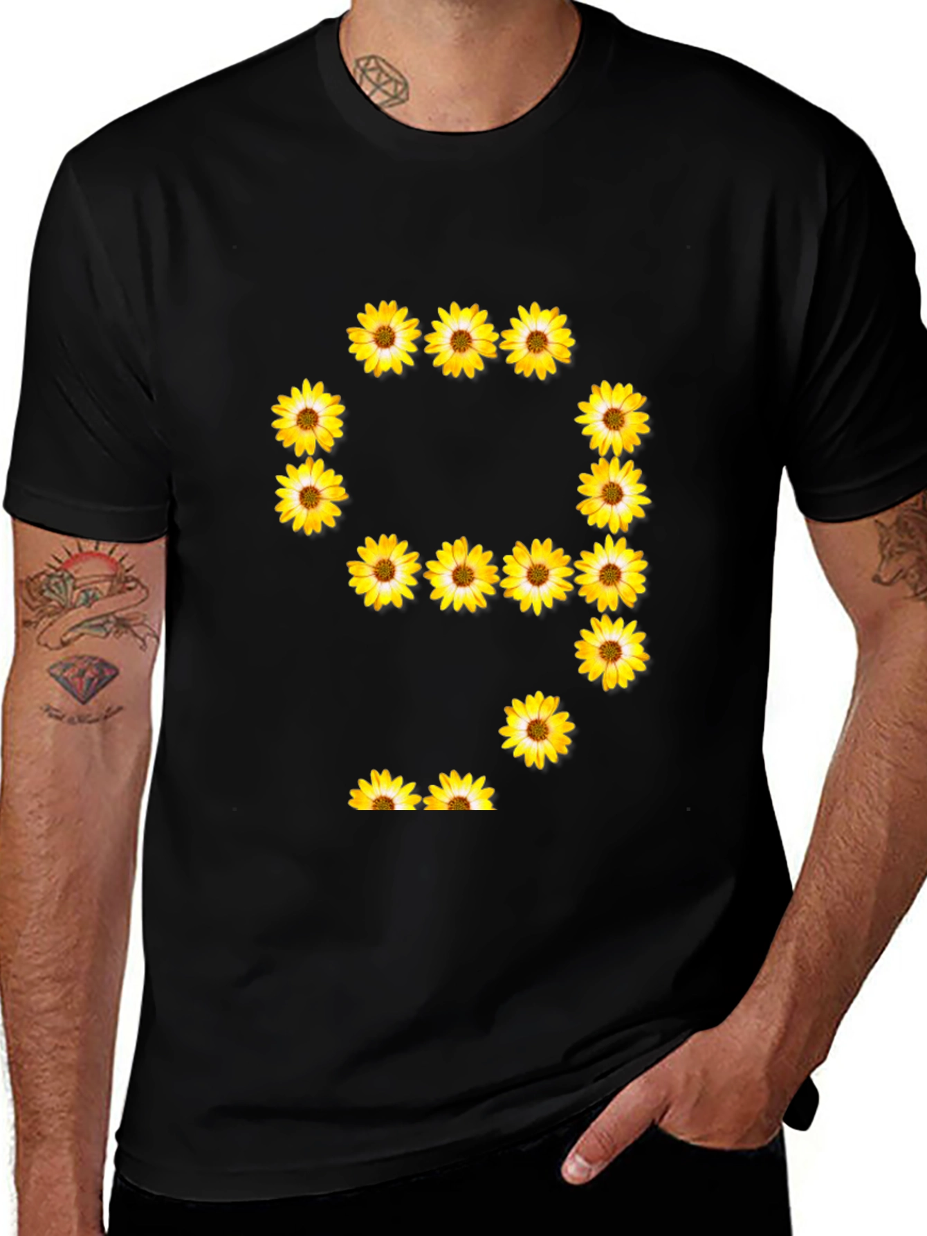 Sunflower Number 9 Graphic Black T-Shirt